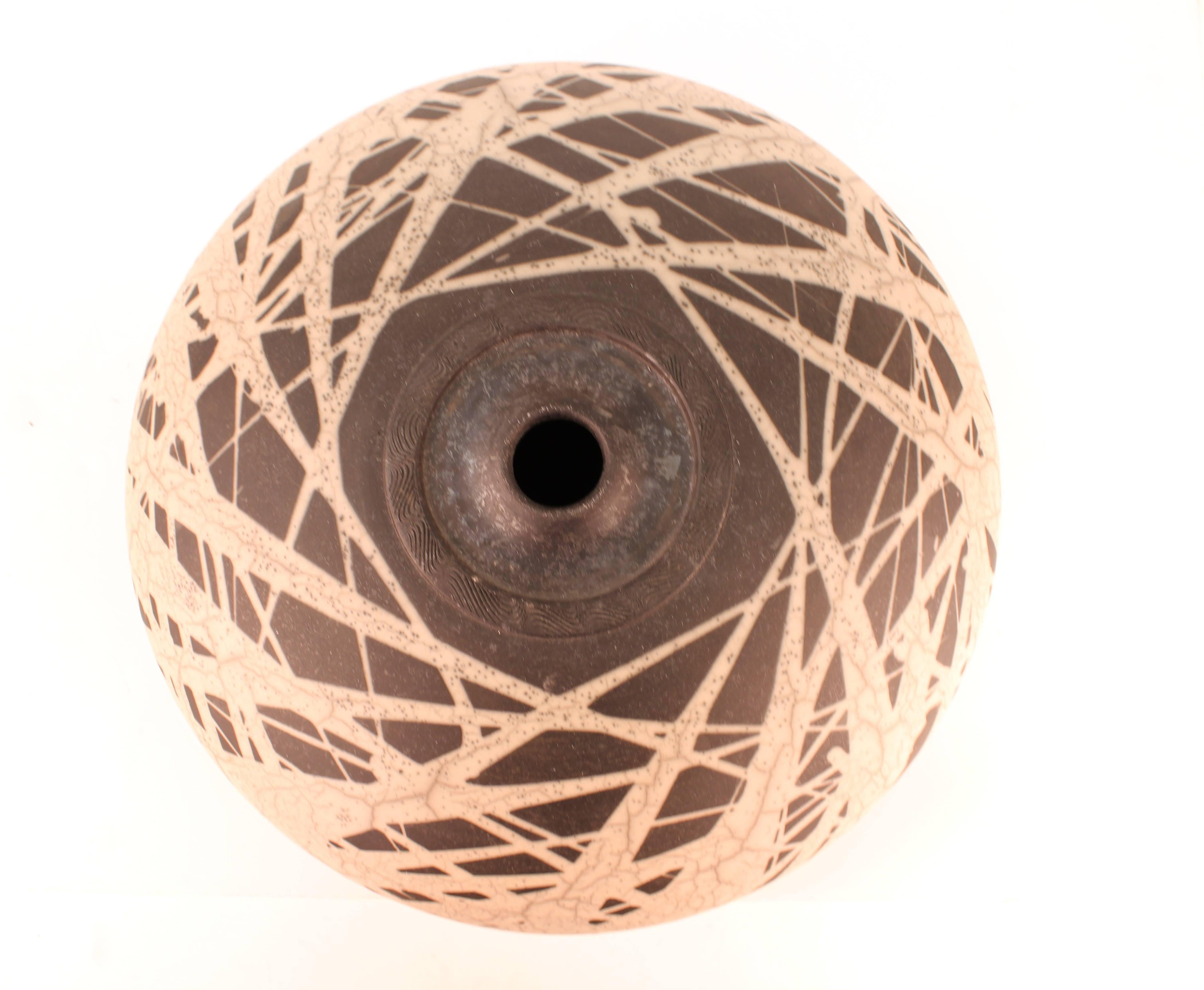 Jacobson Ceramic Raku Vessel with Sculptural Lid 5