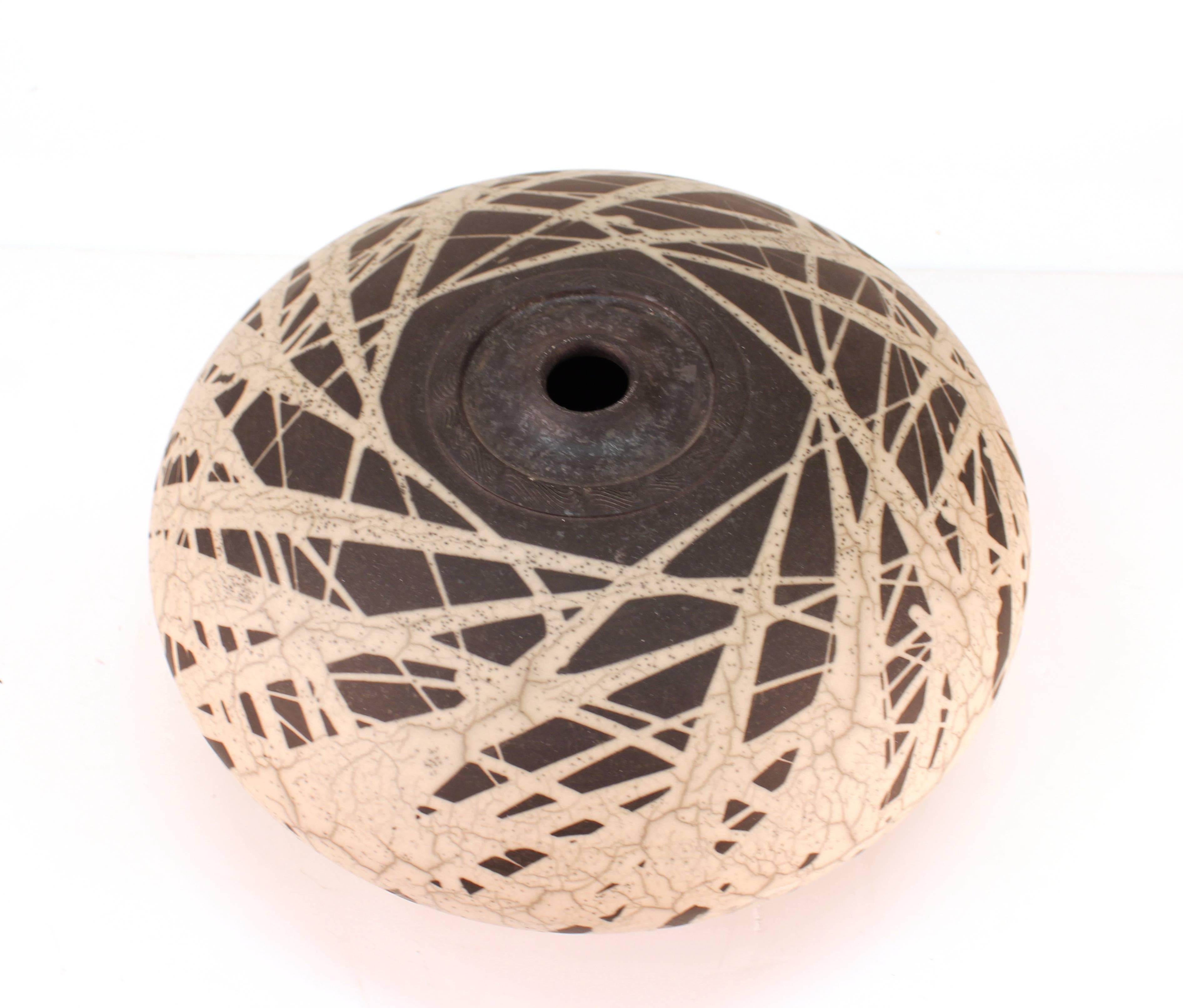 Jacobson Ceramic Raku Vessel with Sculptural Lid 3