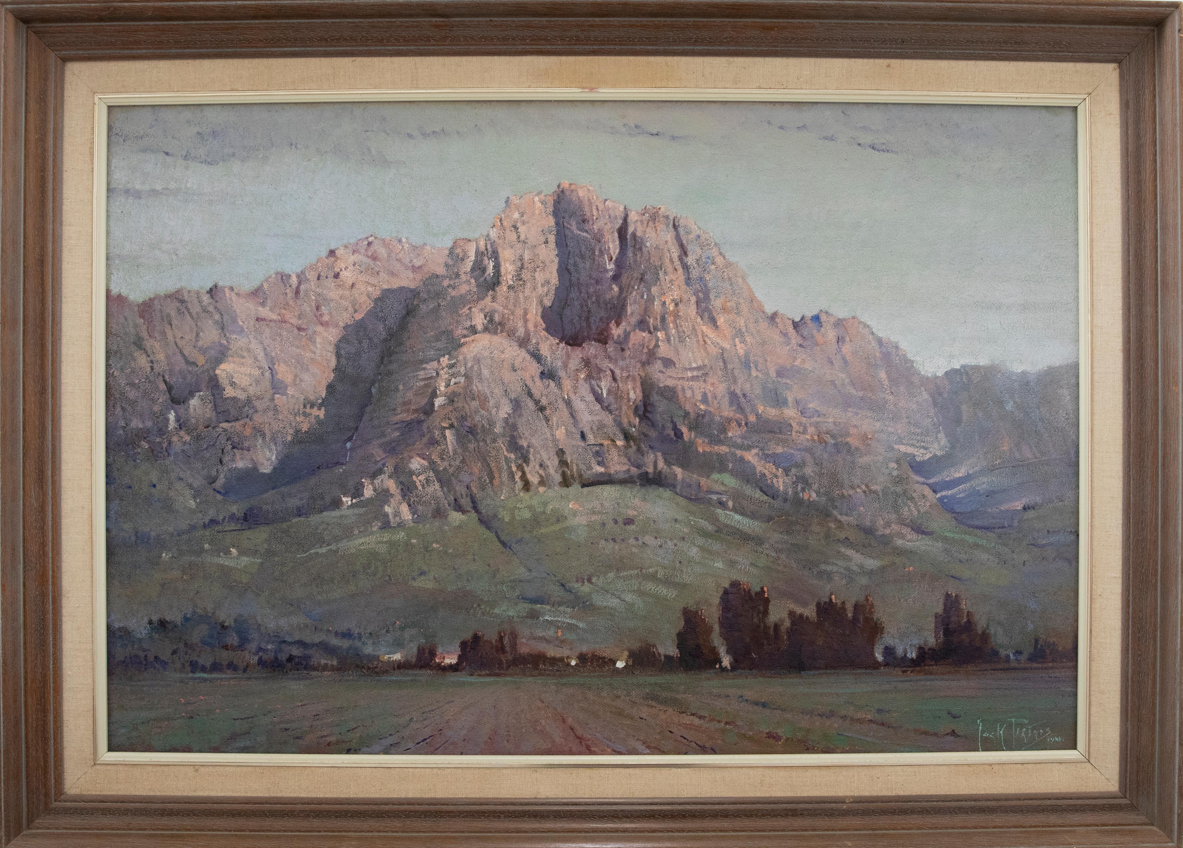 Jacobus (Jack) Pieters (1886-1977) - Framed 1946 Oil, Simonsberg Mountain For Sale 1