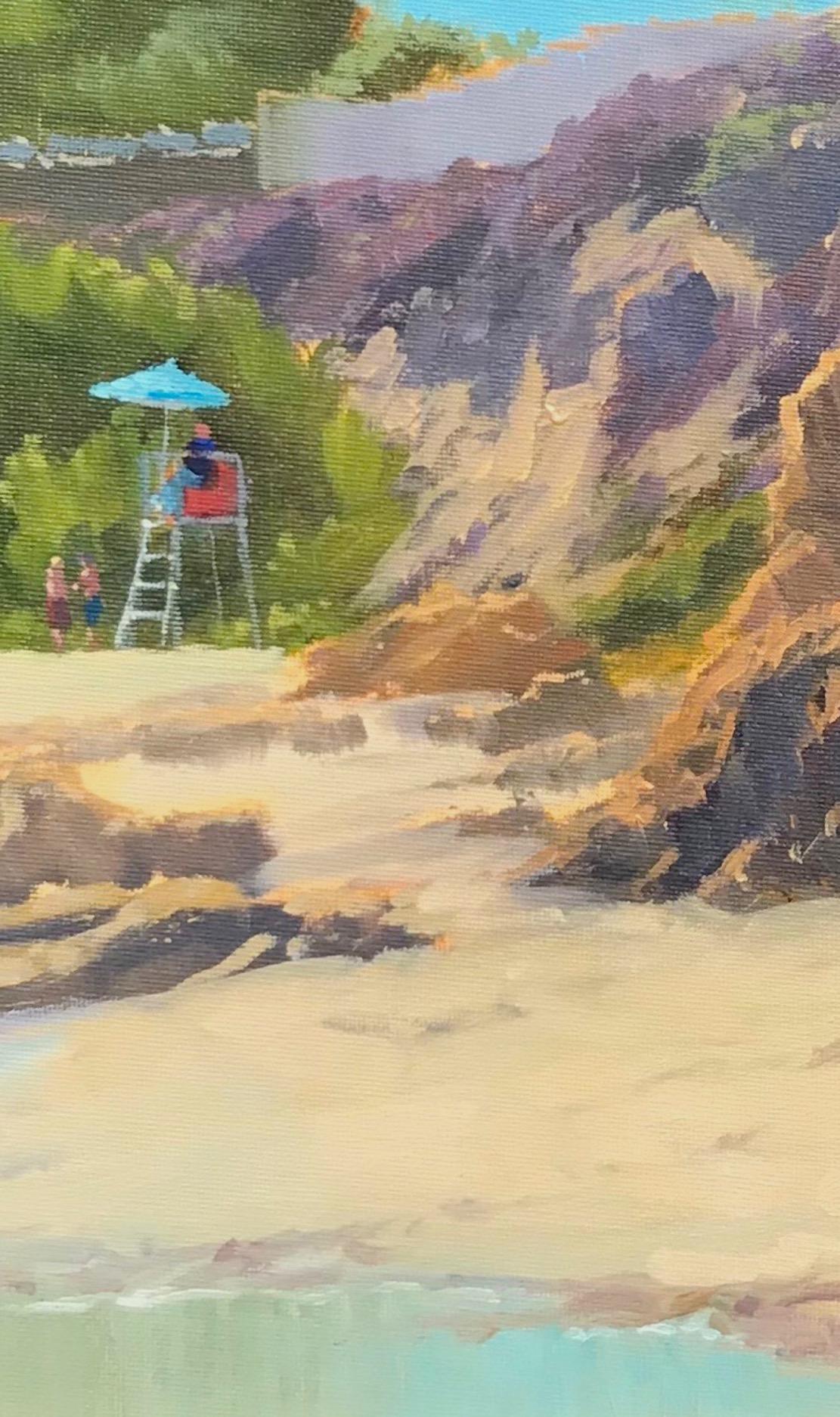 « 80' At Divers Cove » - Scène côtière de Californie du Sud - Marron Landscape Painting par Jacobus Baas