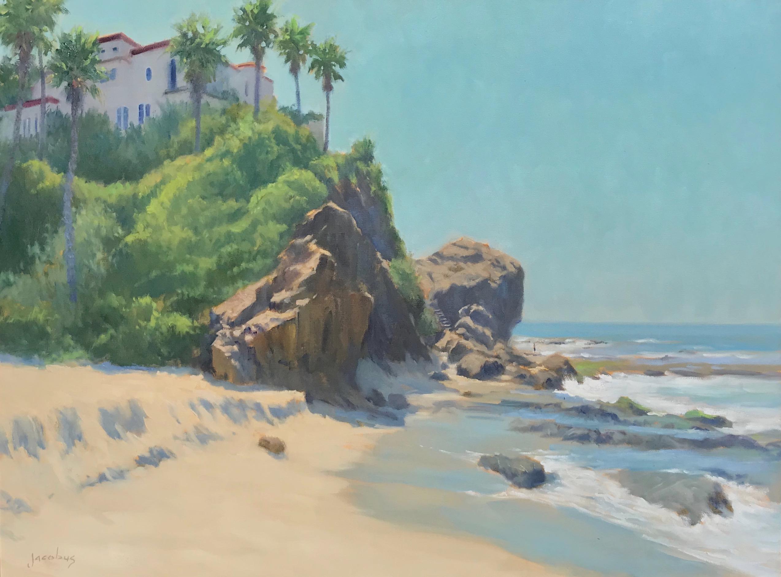 Jacobus Baas Landscape Painting - "Aliso Beach Cliffs"  Southern California Coastal Scene