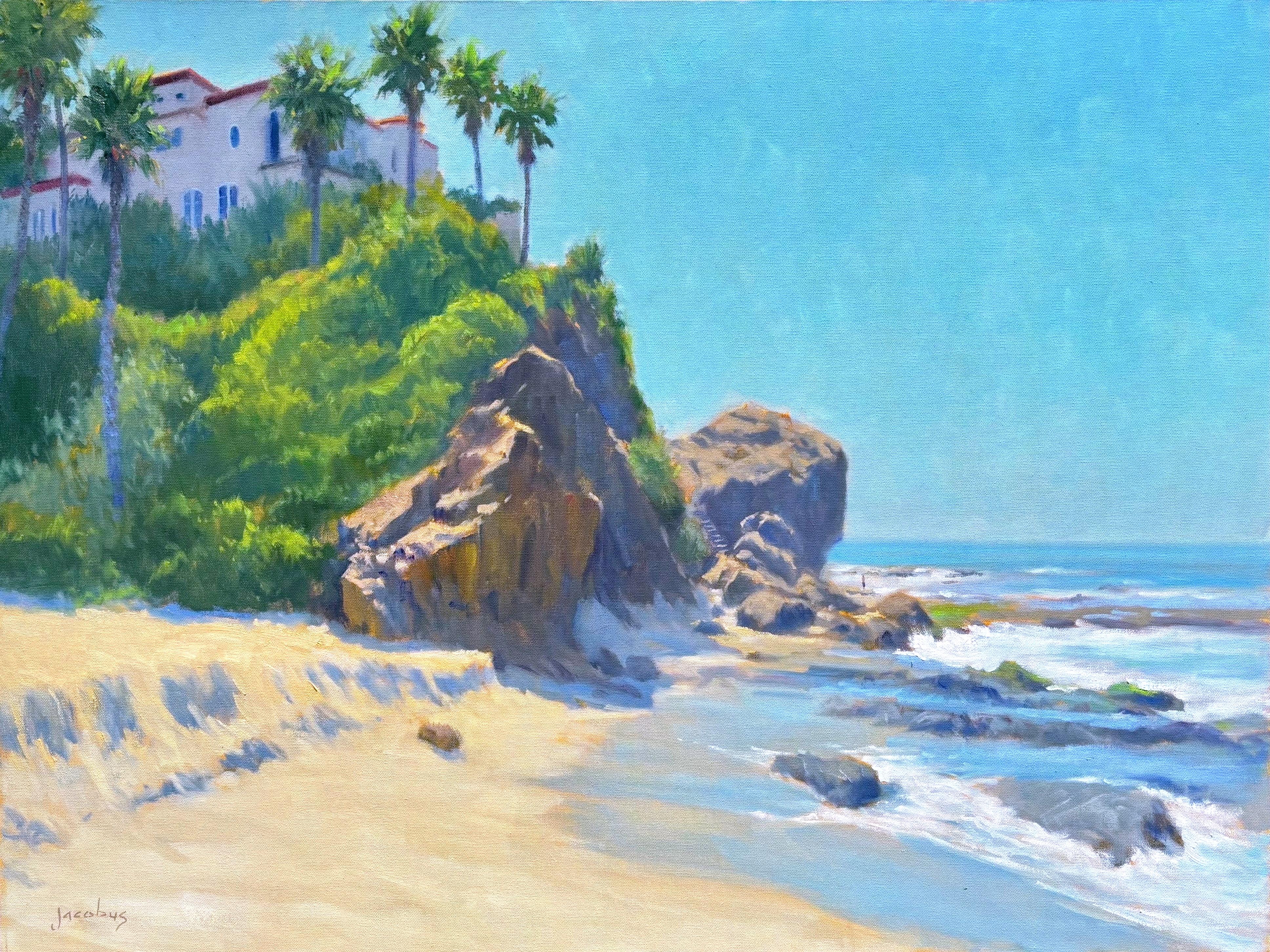 Jacobus Baas Landscape Painting - "Aliso Beach Cliffs" Southern California Seascape Painting