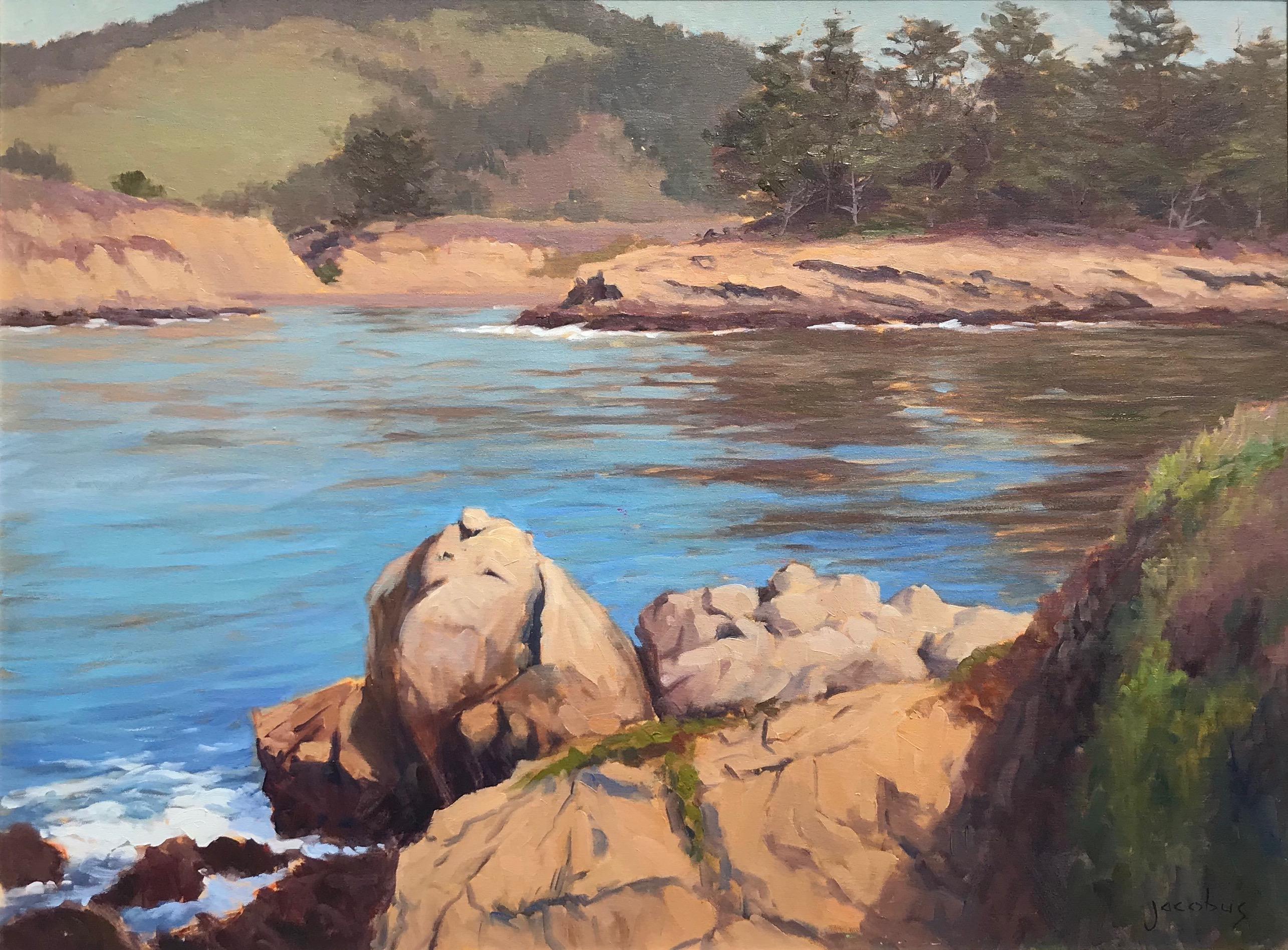 Jacobus Baas Landscape Painting - "Calm Water at Whaler's Cove" Central California Coastal Scene