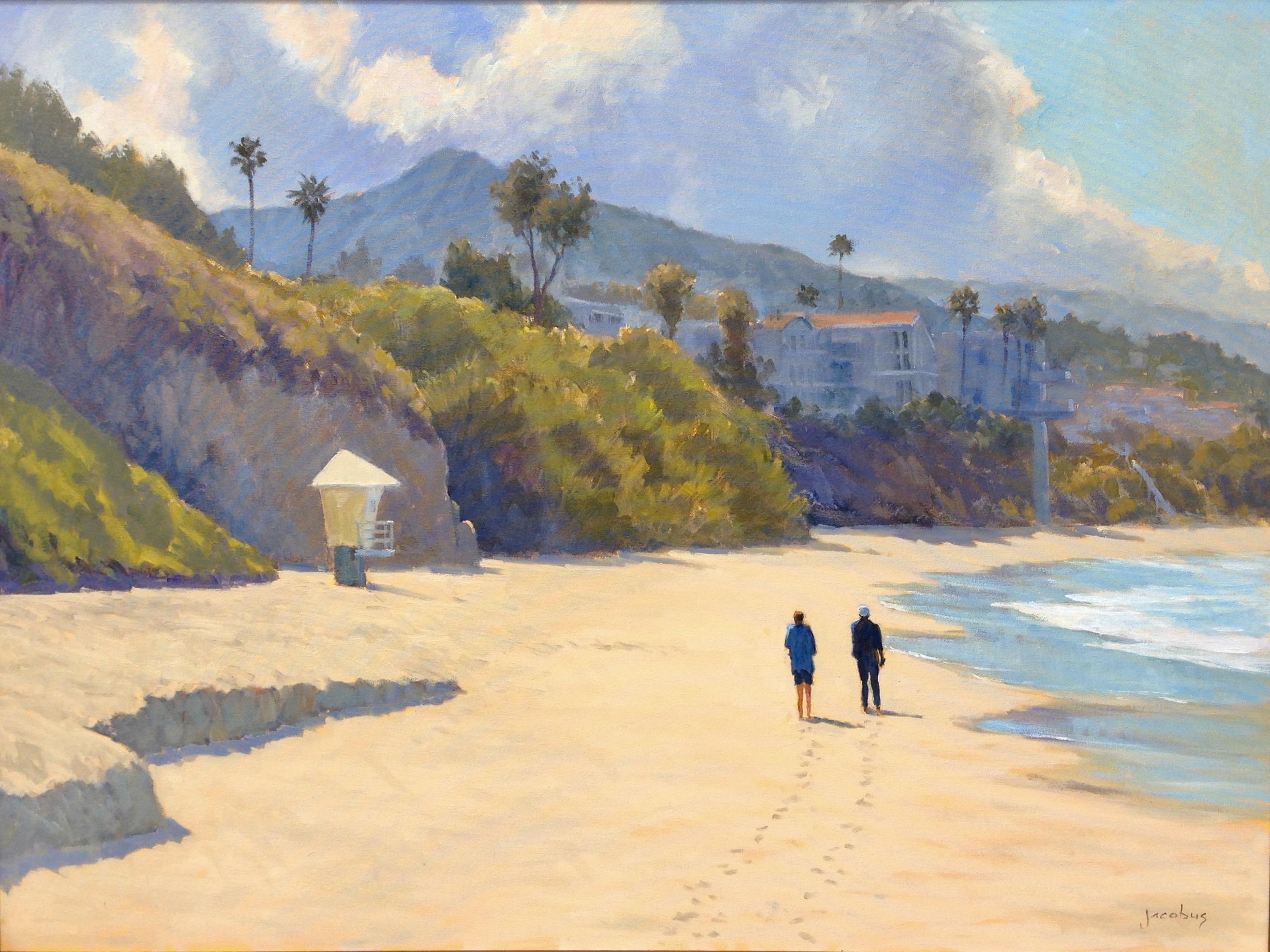 Jacobus Baas Landscape Painting - "Clearing Skies, Aliso Beach" Laguna Beach California Seascape Painting