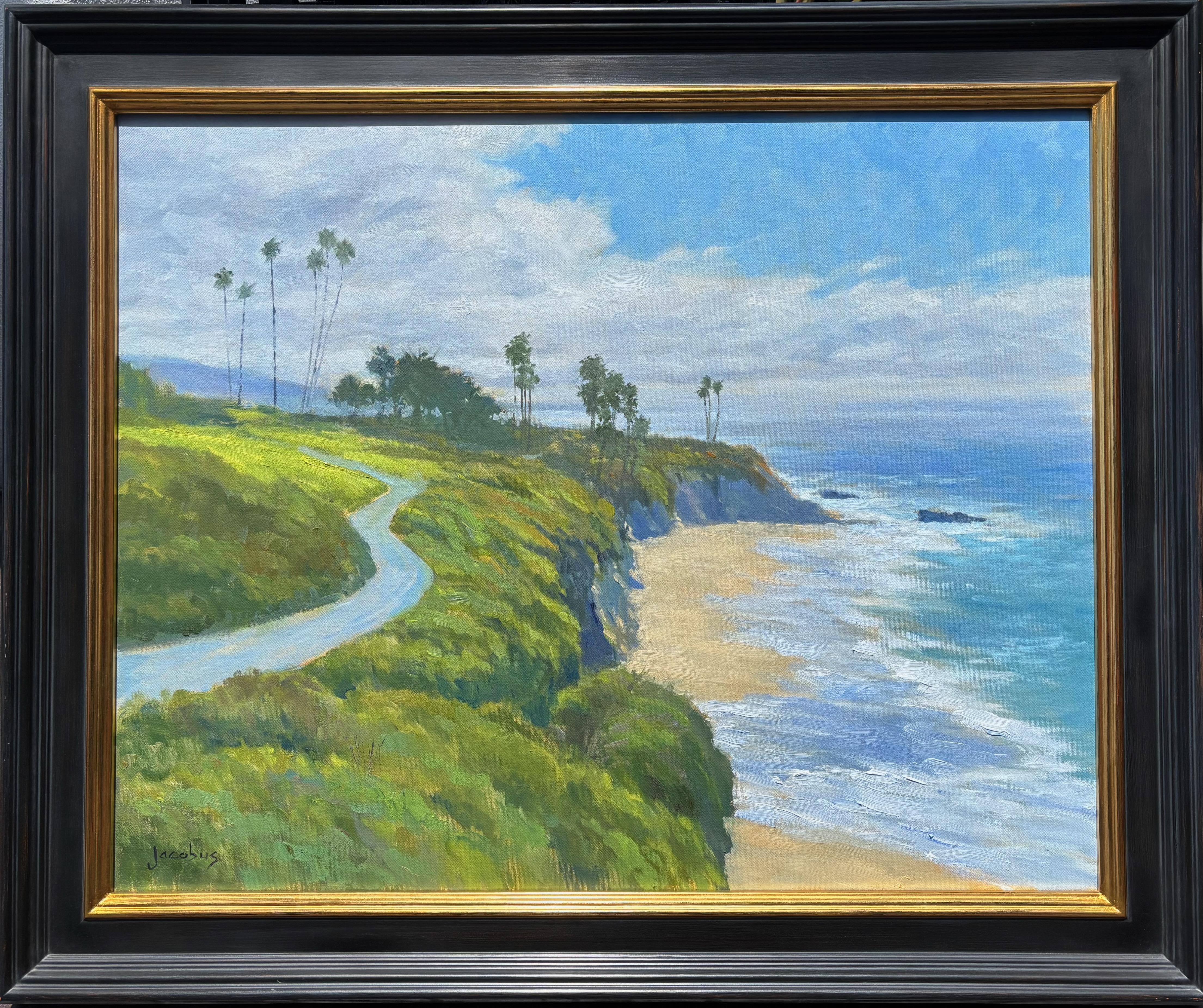 An atmospheric oil painted on from a study created on location in Laguna Beach, California by noted California artist Jacobus Baas, 