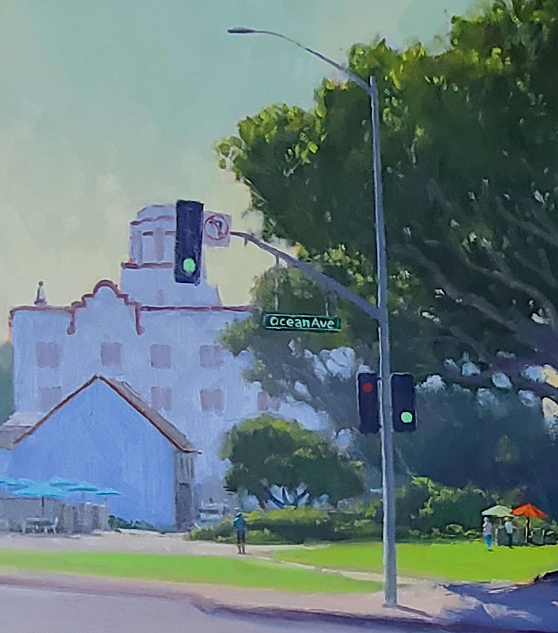 Peinture en plein air de Laguna Beach, Californie - Gris Landscape Painting par Jacobus Baas