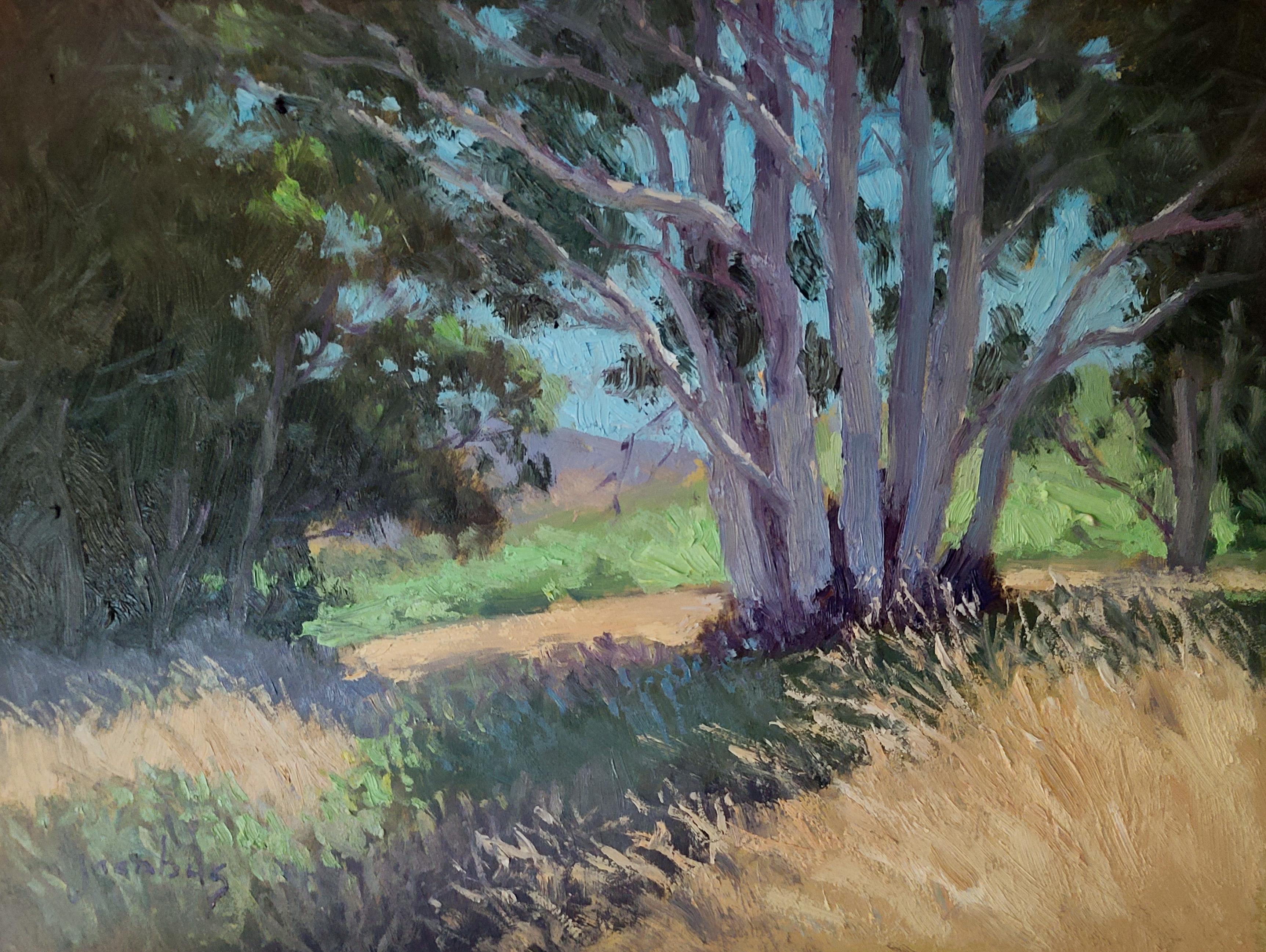 Jacobus Baas Landscape Painting - "Early Summer Colors"  California Plein Air Painting With Greens, Blues
