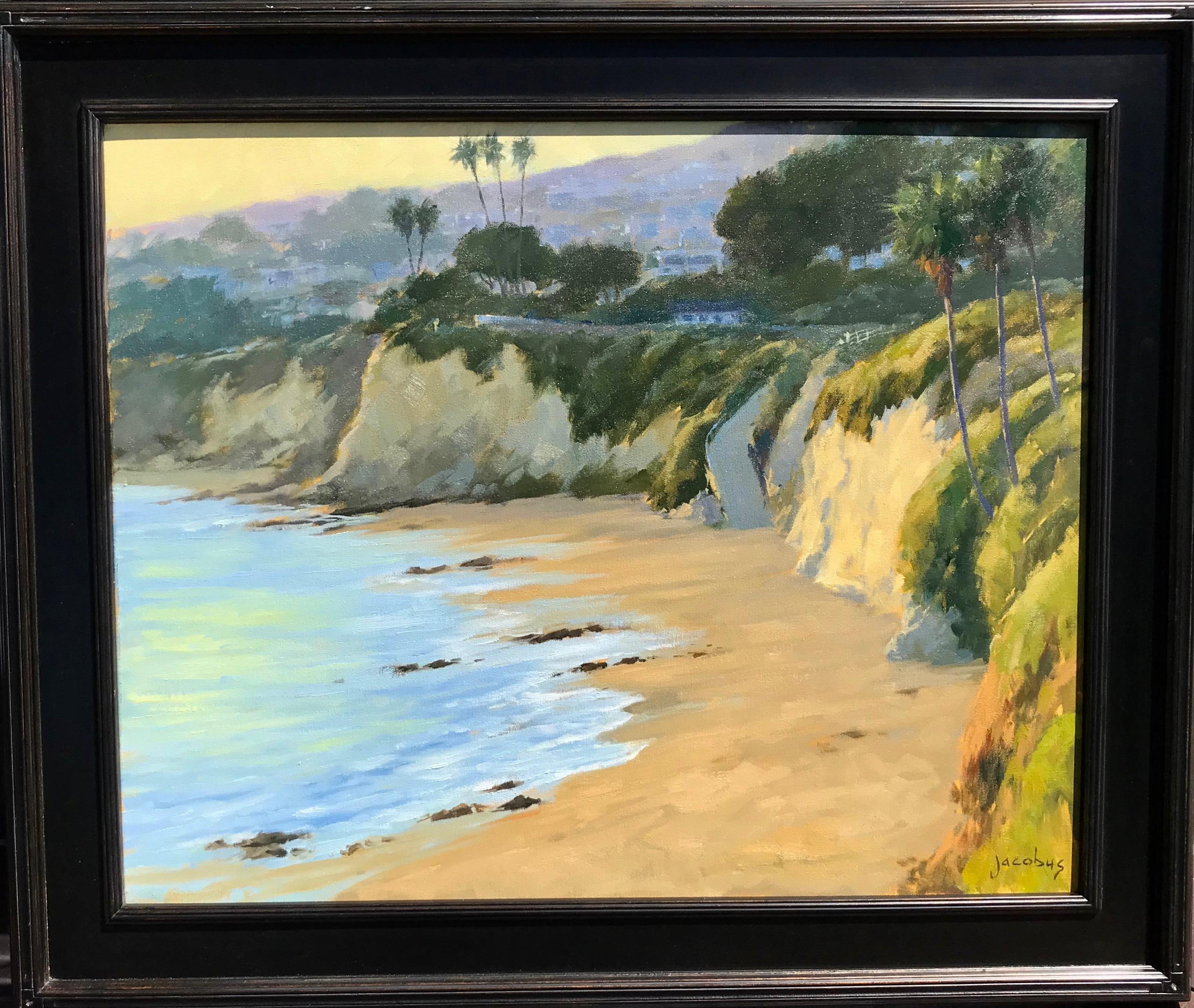 „Faden Licht, Picnic Beach“ Südkalifornische Küstenszene – Painting von Jacobus Baas