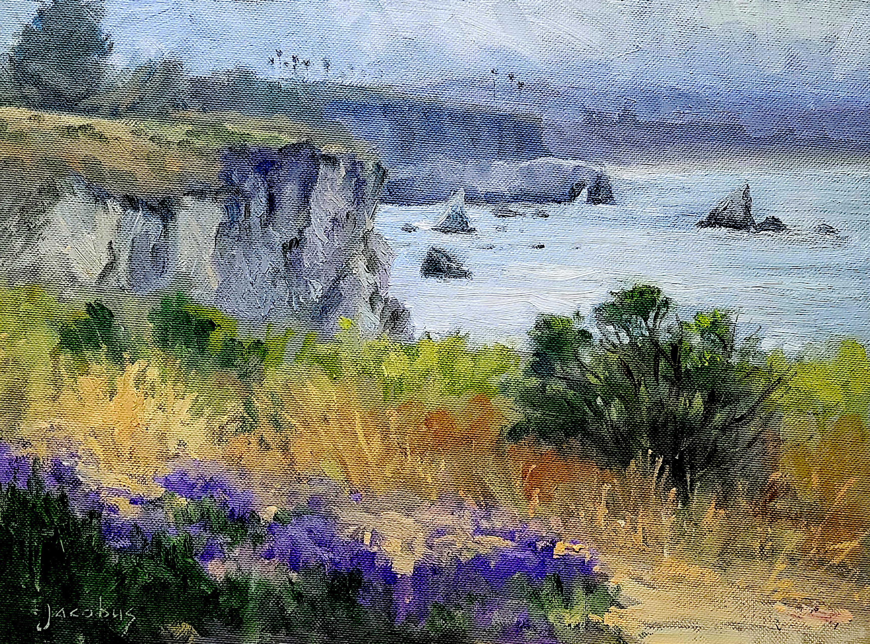 Jacobus Baas Landscape Painting - "Foggy Day, Pismo Beach" Central California Coastal Scene
