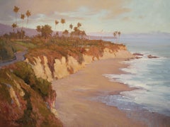 "Golden Cliffs At Sunset" California Plein Air Oil Painting by Jacobus Baas