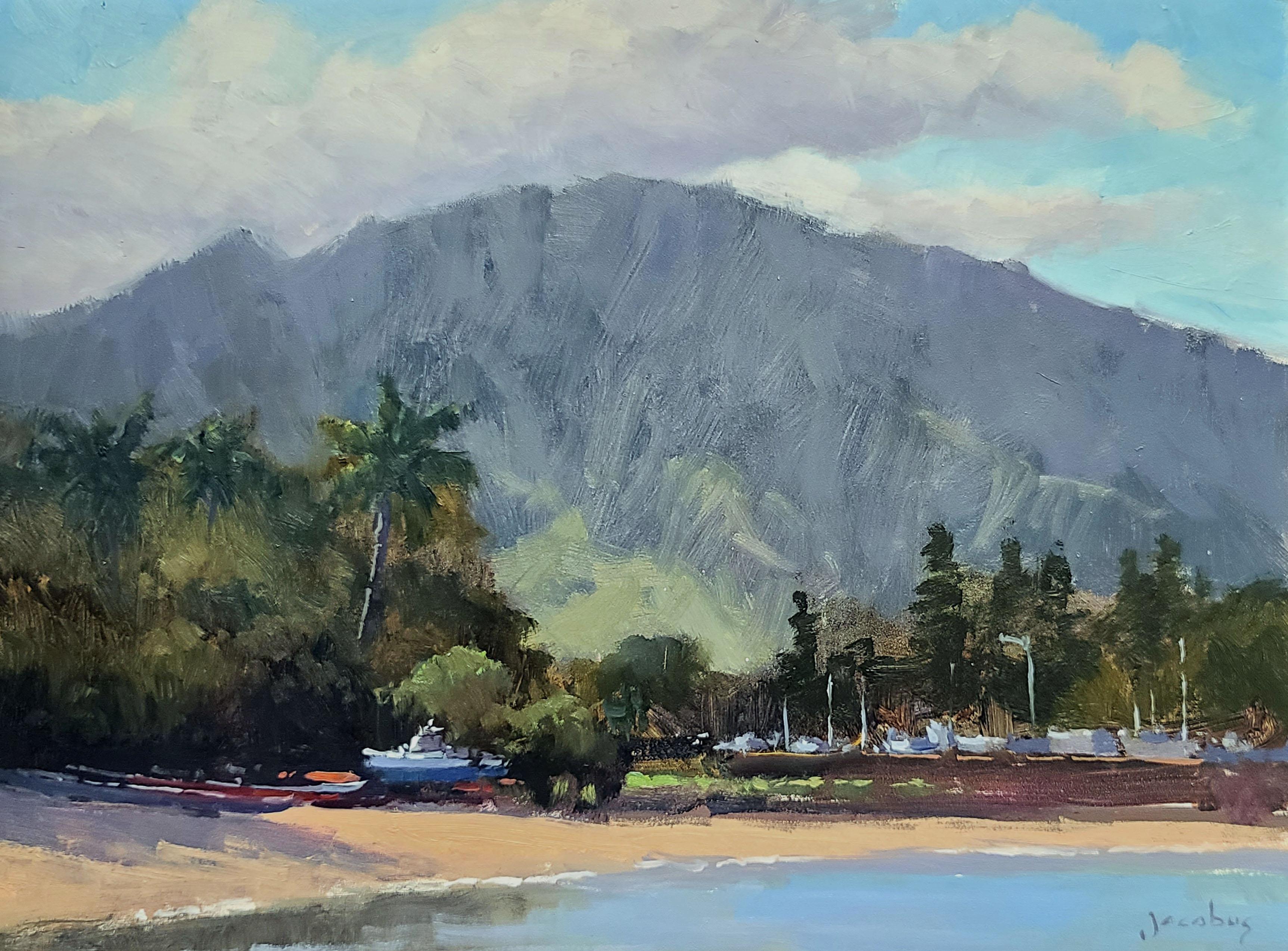 Jacobus Baas Landscape Painting - "Haleiwa"  Hawaii Plein Air Painting 