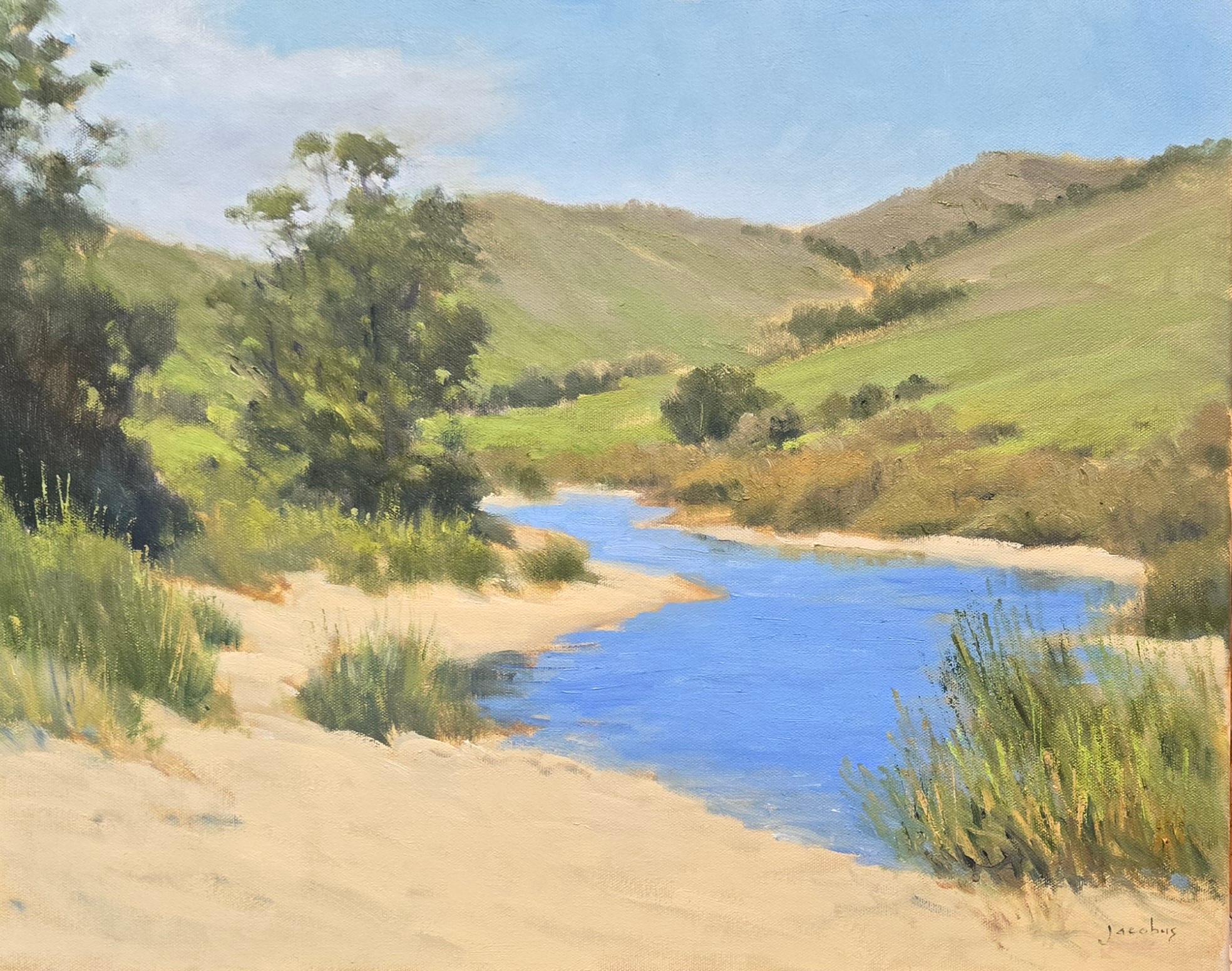 Landscape Painting de Jacobus Baas - "Arroyo del Rancho Hollister"  Escena de California Central