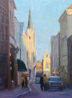 "Late Afternoon Sunlight, Bruges" (lumière de soleil tard de minuit). Scène de rue européenne