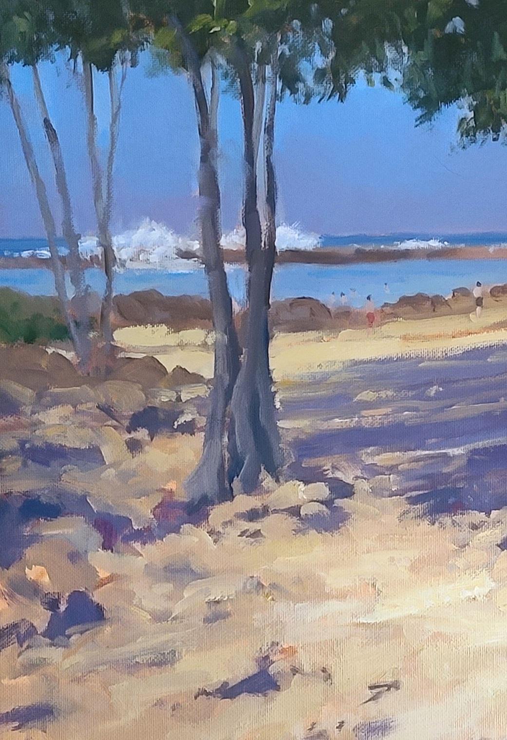 „Midday Shadows Shark Cove“  Pleinair-Gemälde auf Hawaii  – Painting von Jacobus Baas