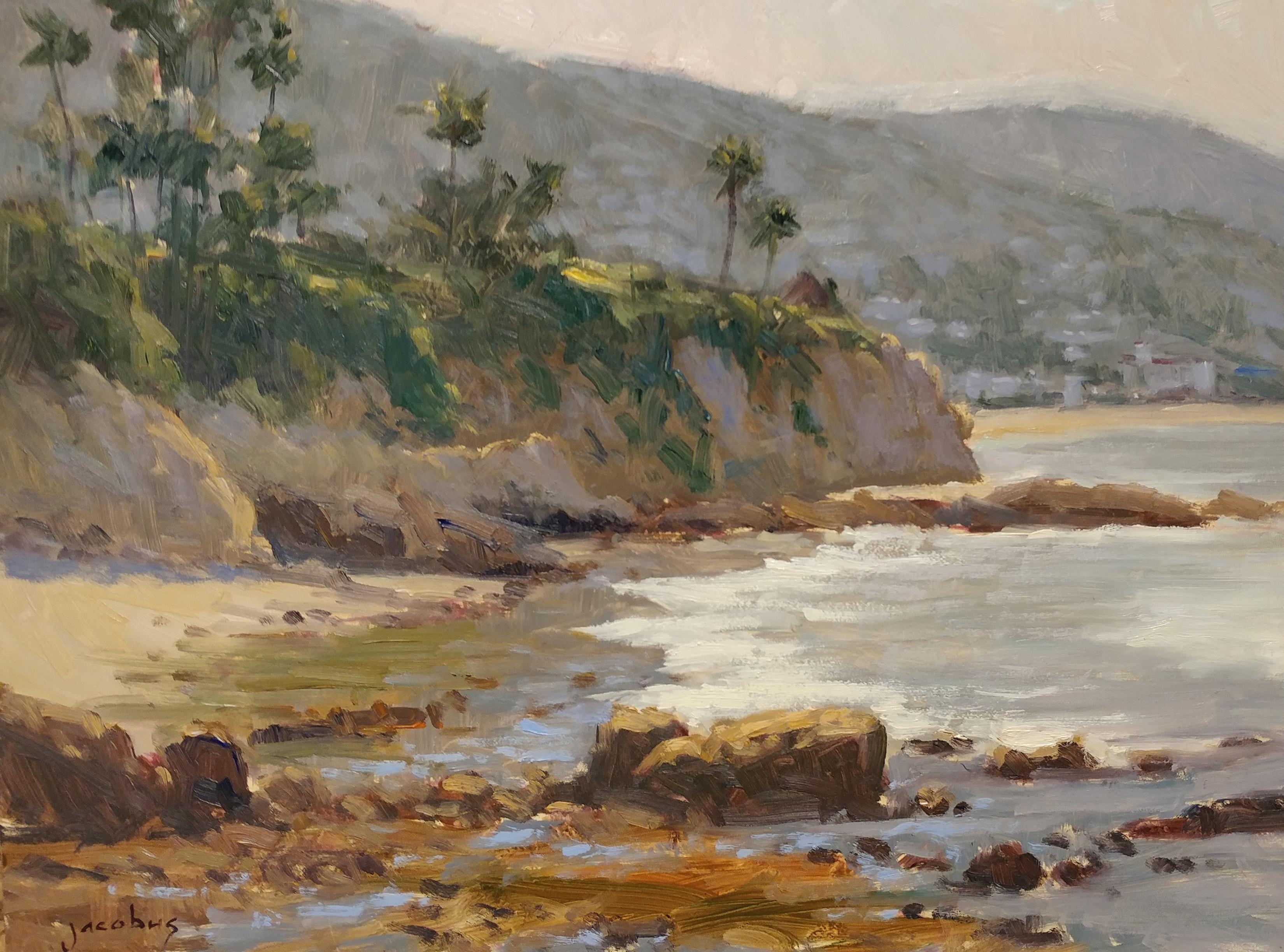Jacobus Baas Landscape Painting - "Morning Low Tide" Laguna Beach California Seascape Plein Air Painting