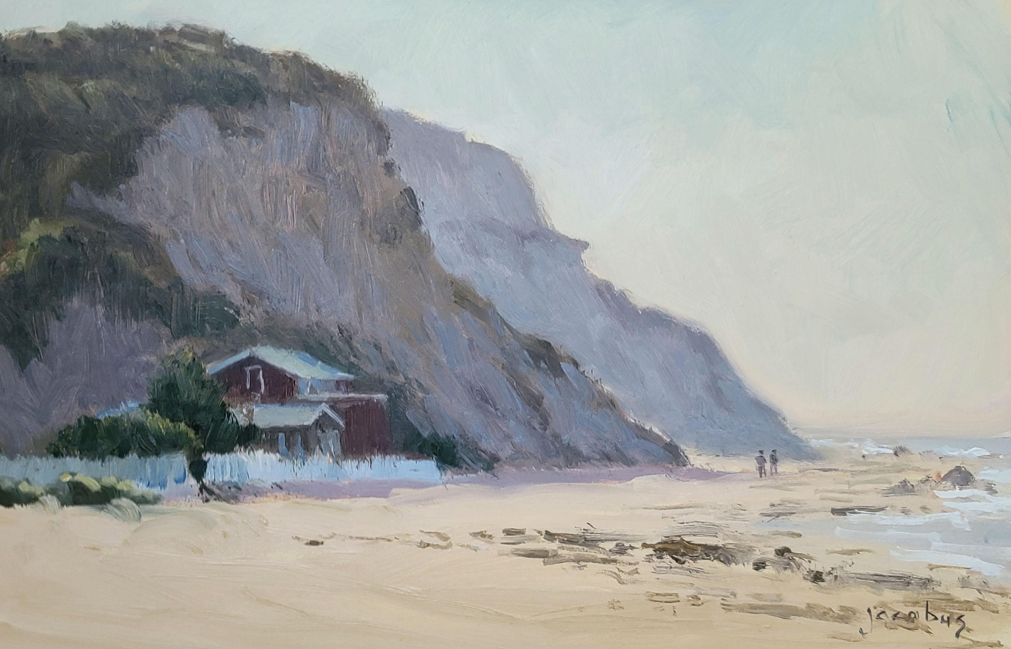 Jacobus Baas Landscape Painting - "Morning Stroll"  Crystal Cove California Plein Air Painting 