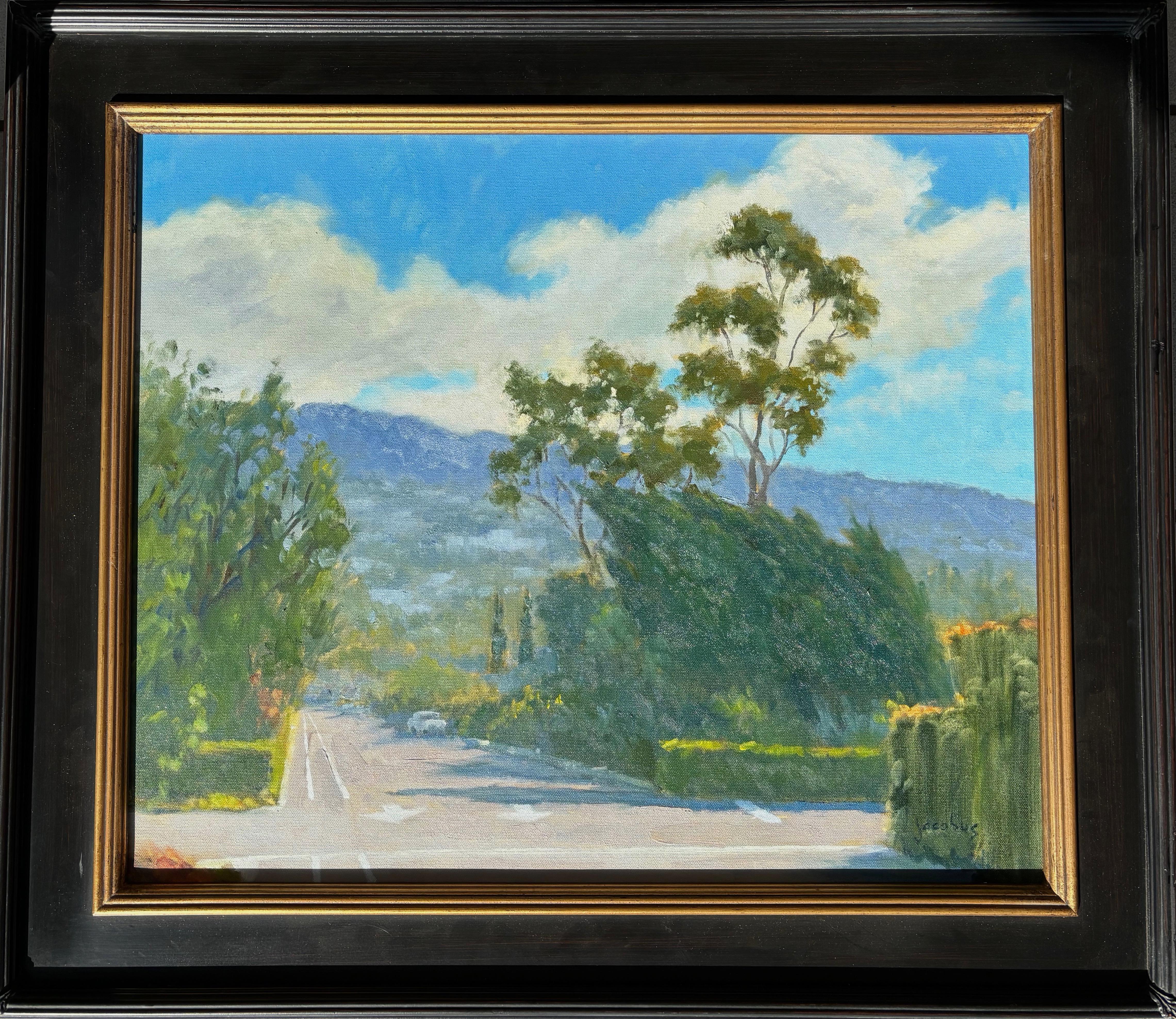 Peinture en plein air de Monterey, Californie du Sud - Gris Landscape Painting par Jacobus Baas
