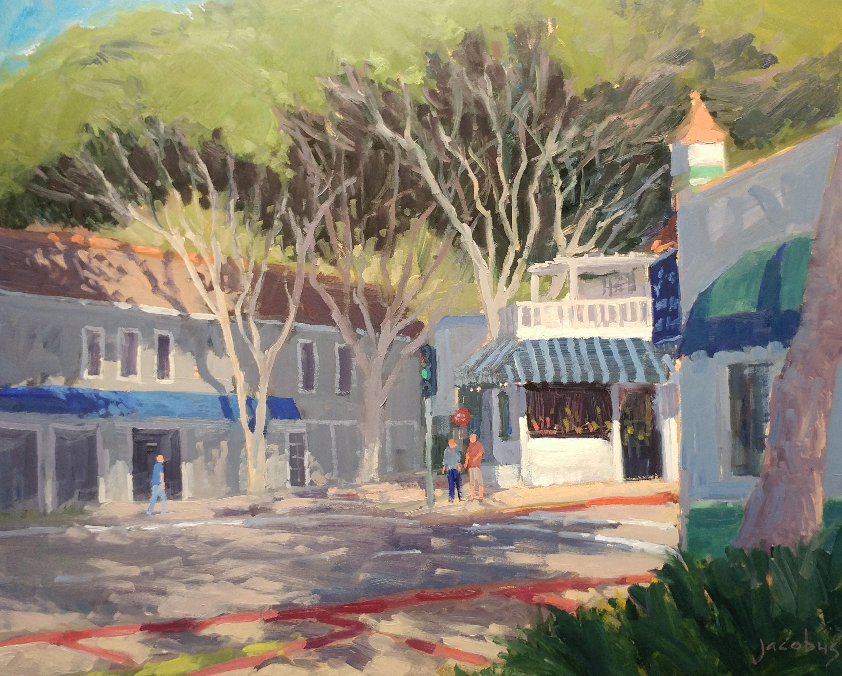 Jacobus Baas Landscape Painting - "Park and Coast Hwy." Laguna Beach California Plein Air Painting