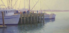 "Pier Fishing" California Plein Air Oil Painting by Jacobus Baas