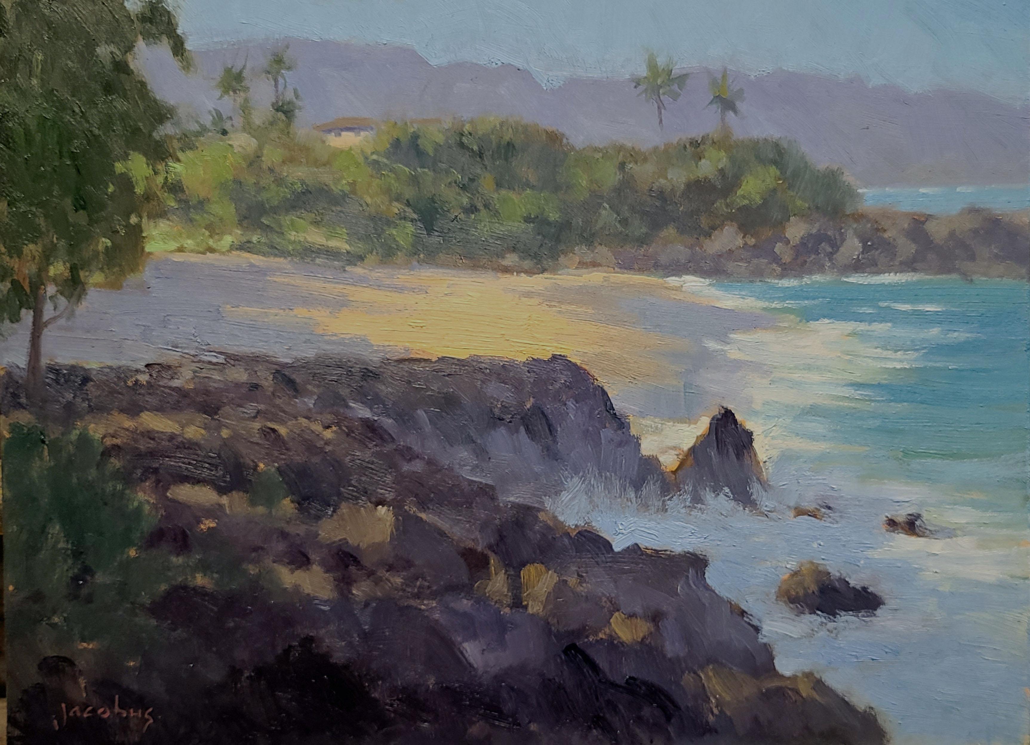 Jacobus Baas Landscape Painting - "Pupukea Lava Flows"  Hawaii Plein Air Painting 