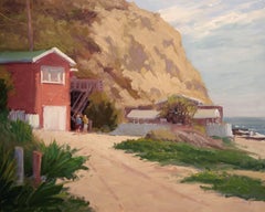 "Red Cottage, Crystal Cove" California Plein Air Painting by Jacobus Baas