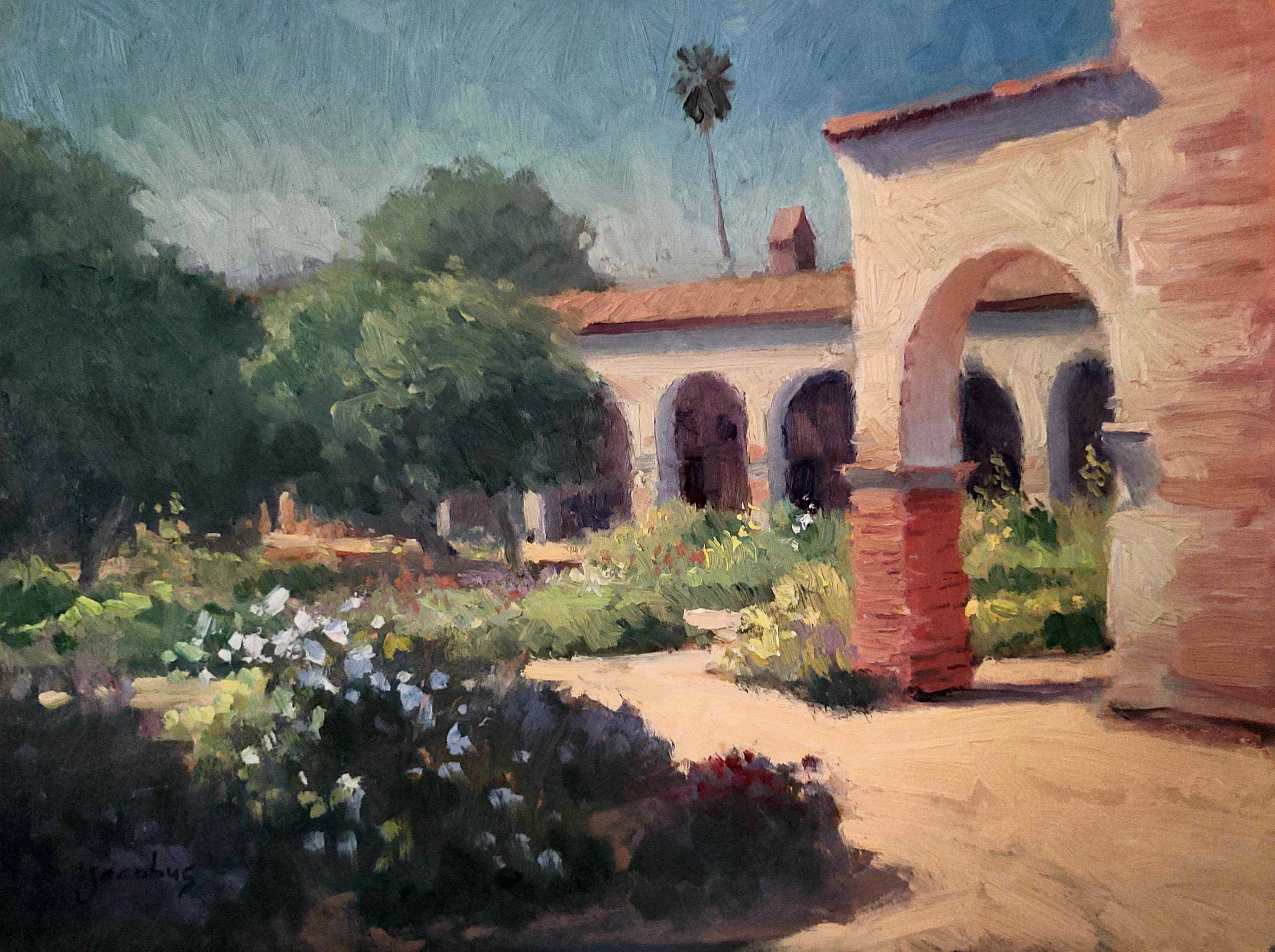 Jacobus Baas Landscape Painting - "San Juan Mission Arch"  California Mission Plein Air Painting