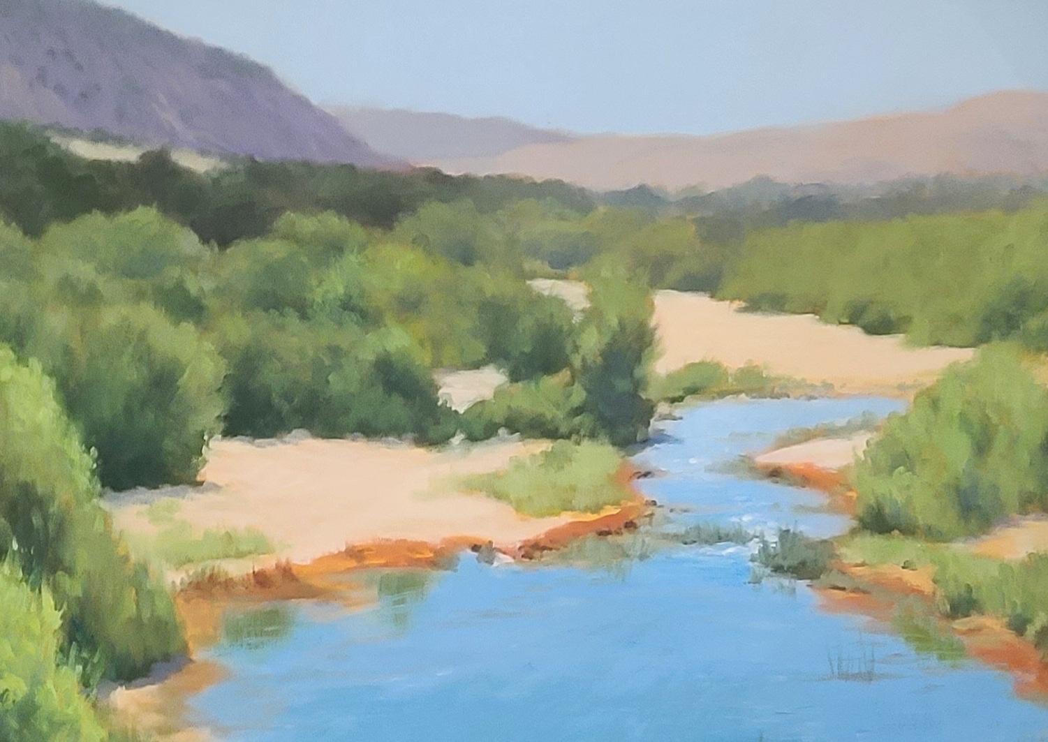 « Santa Ynez River Reflections », peinture de paysage californien  - Painting de Jacobus Baas