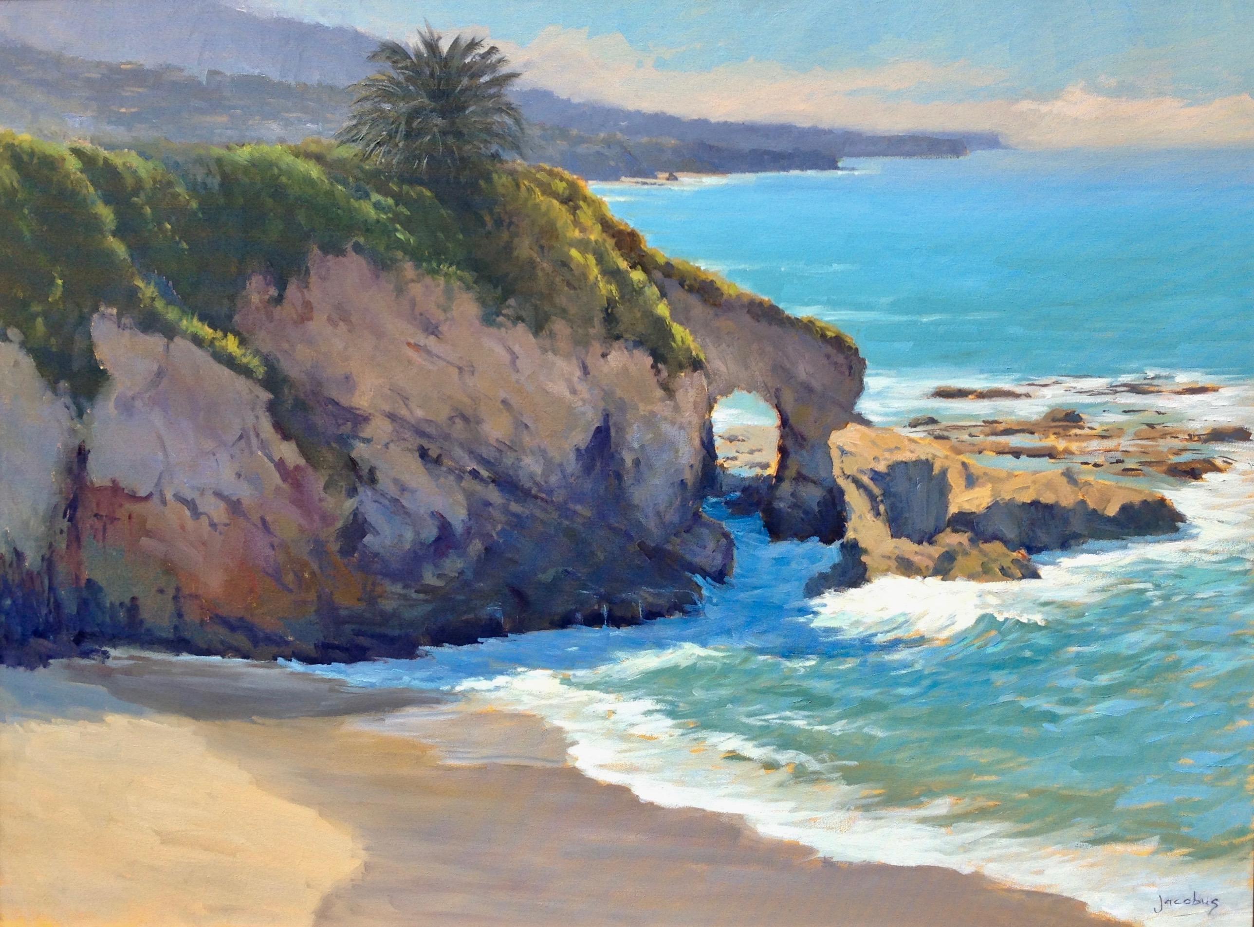 Jacobus Baas Landscape Painting - "South Laguna Vista" Laguna Beach California Seascape Plein Air Painting
