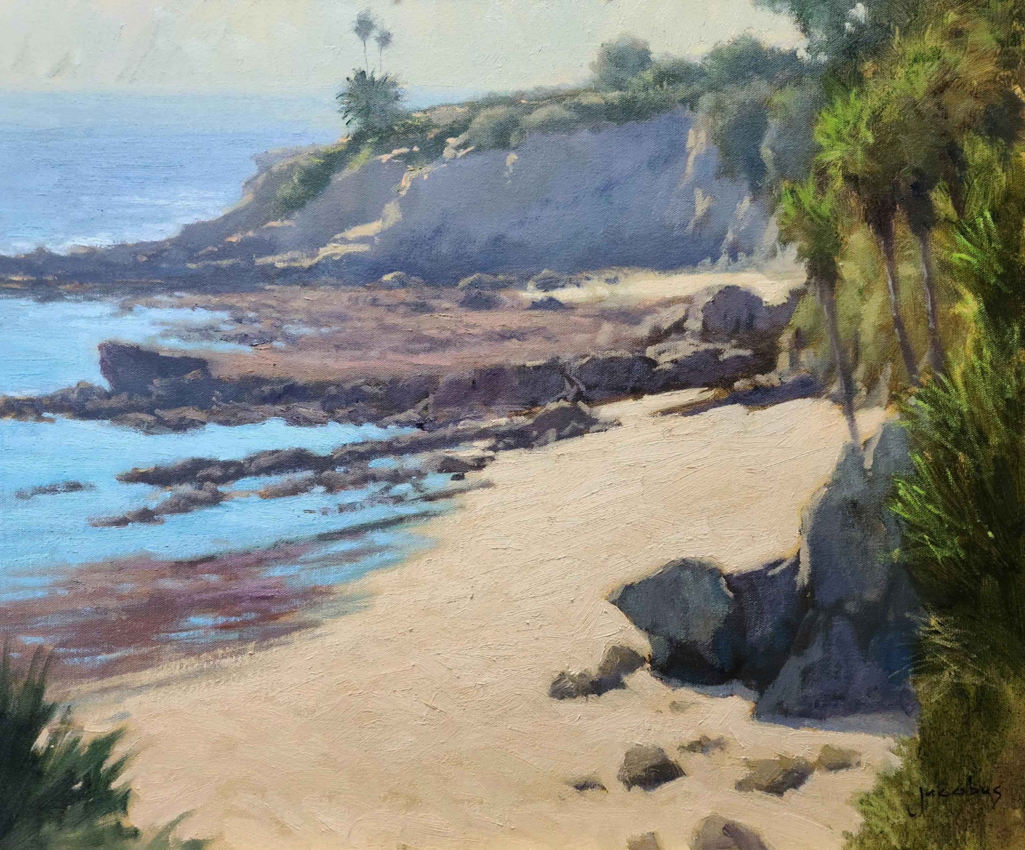 Jacobus Baas Landscape Painting - "Sunlit Beach, Heisler" Southern California Coastal Scene