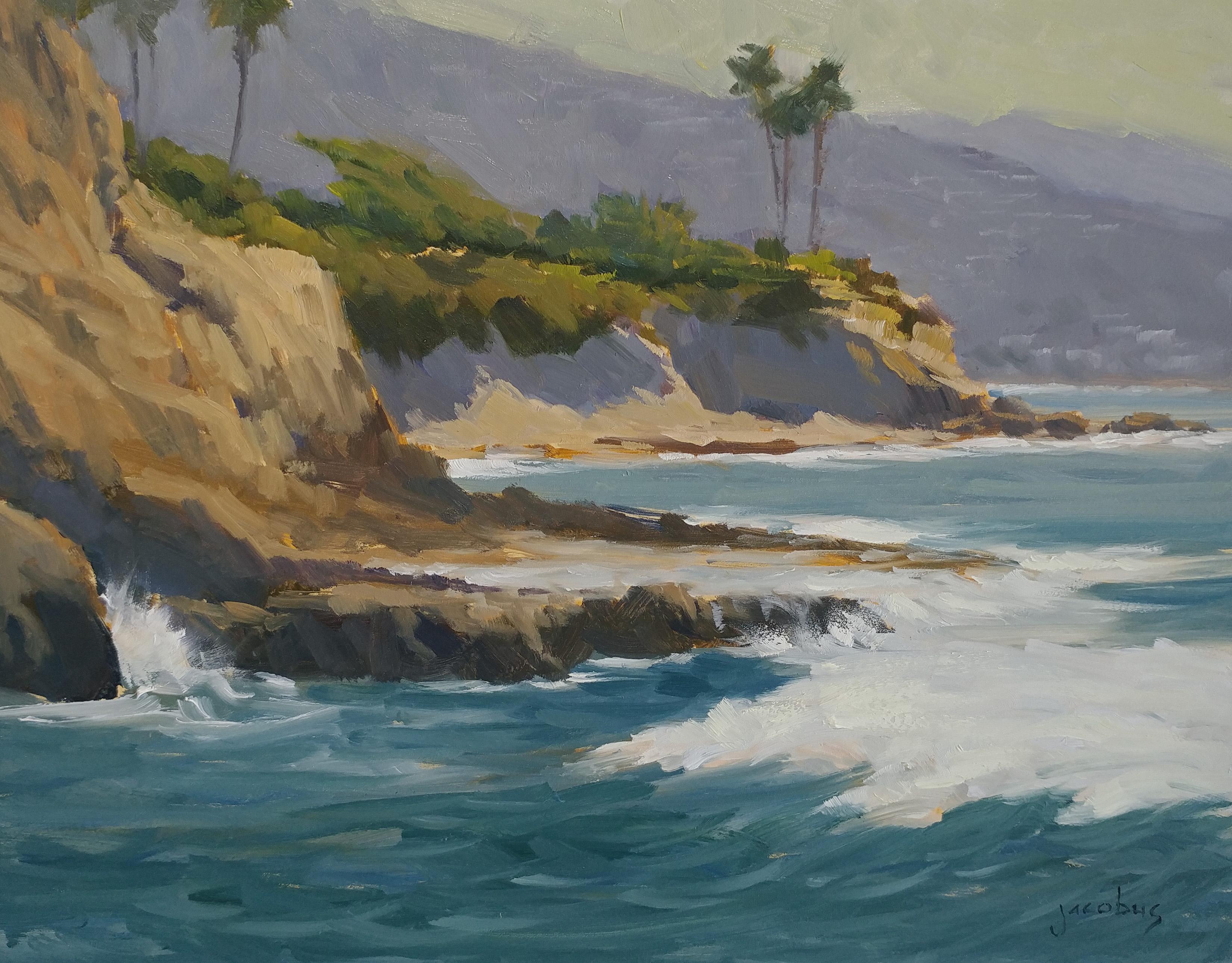 Jacobus Baas Landscape Painting - "View From Fisherman's Cove" Laguna Beach California Seascape Plein Air Painting