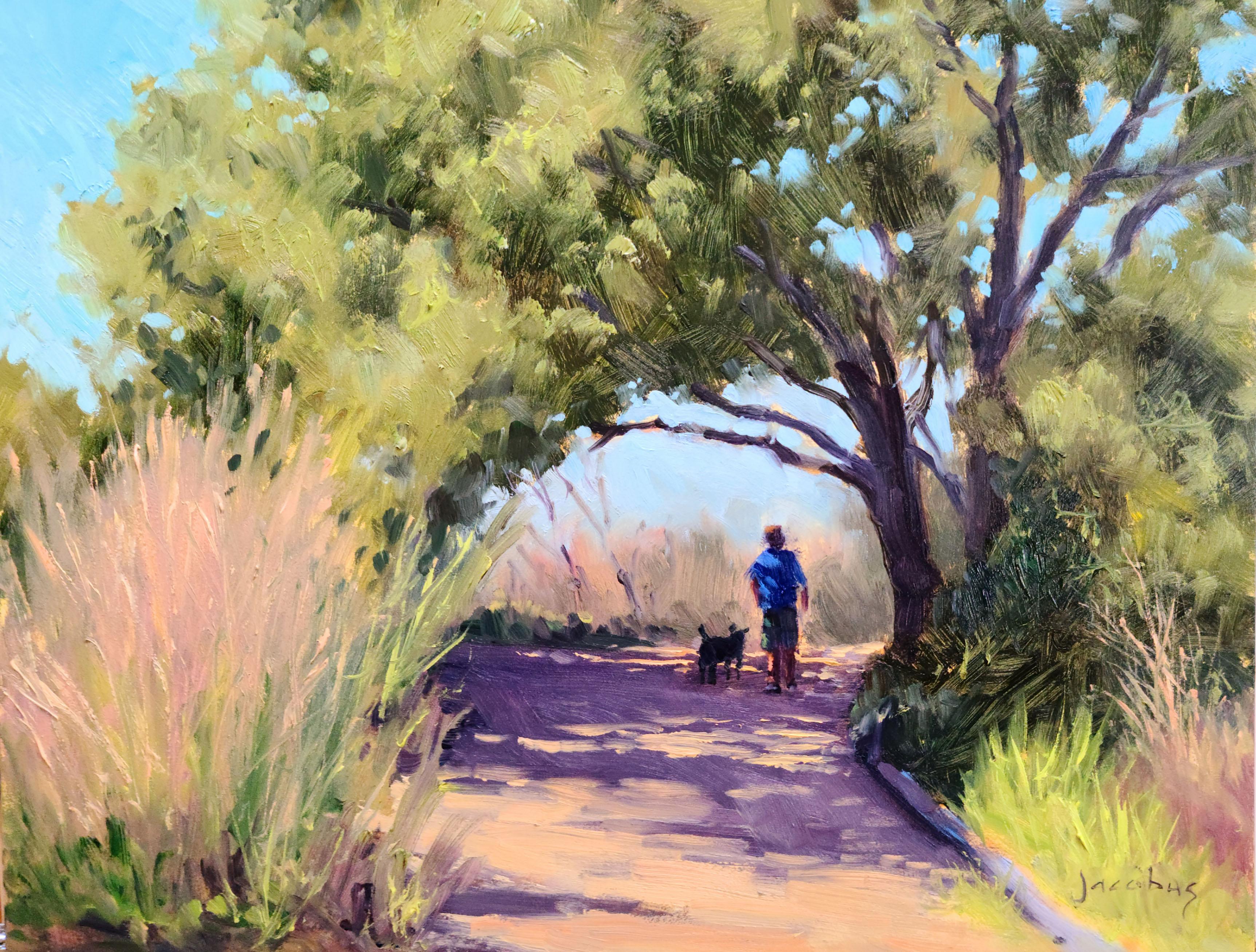Jacobus Baas Landscape Painting - "Walking The Dog" Southern California Coastal Scene