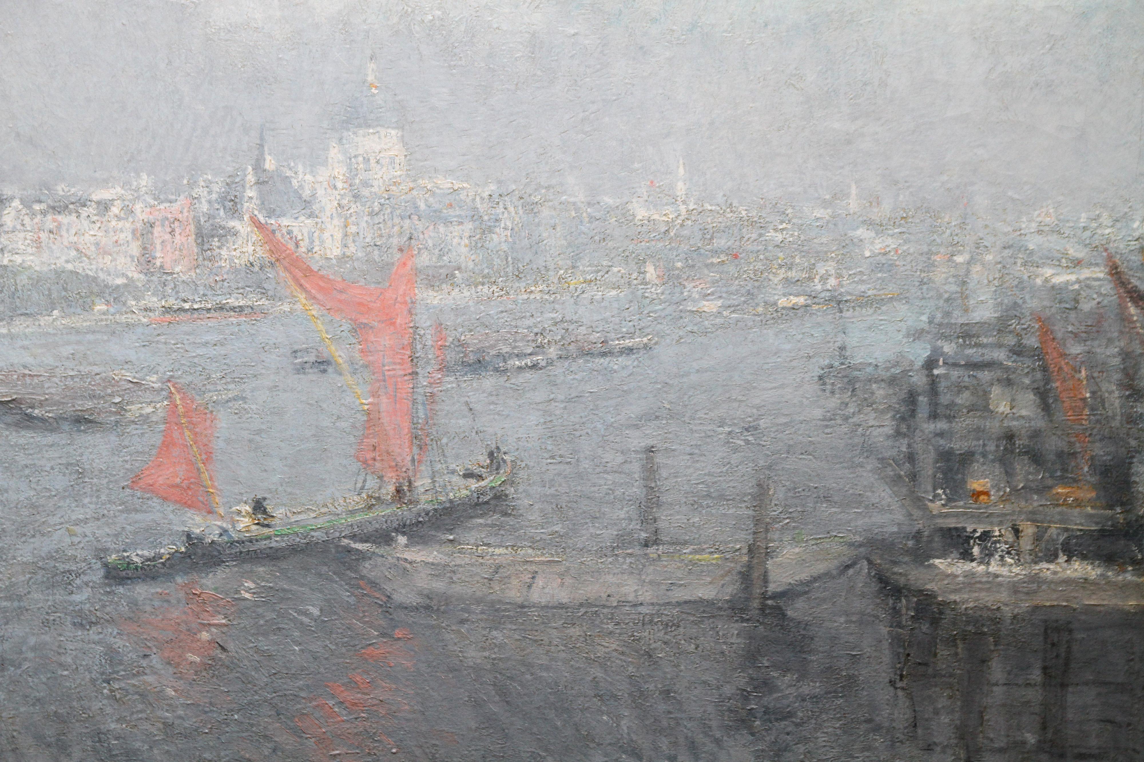 This lovely large Impressionist view of St Paul's from the Thames is by Dutch artist Jacobus Cossaar who also worked under the name Ko Cossaar. It was painted during his eight years in England, circa 1920. The view is across the Thames from south