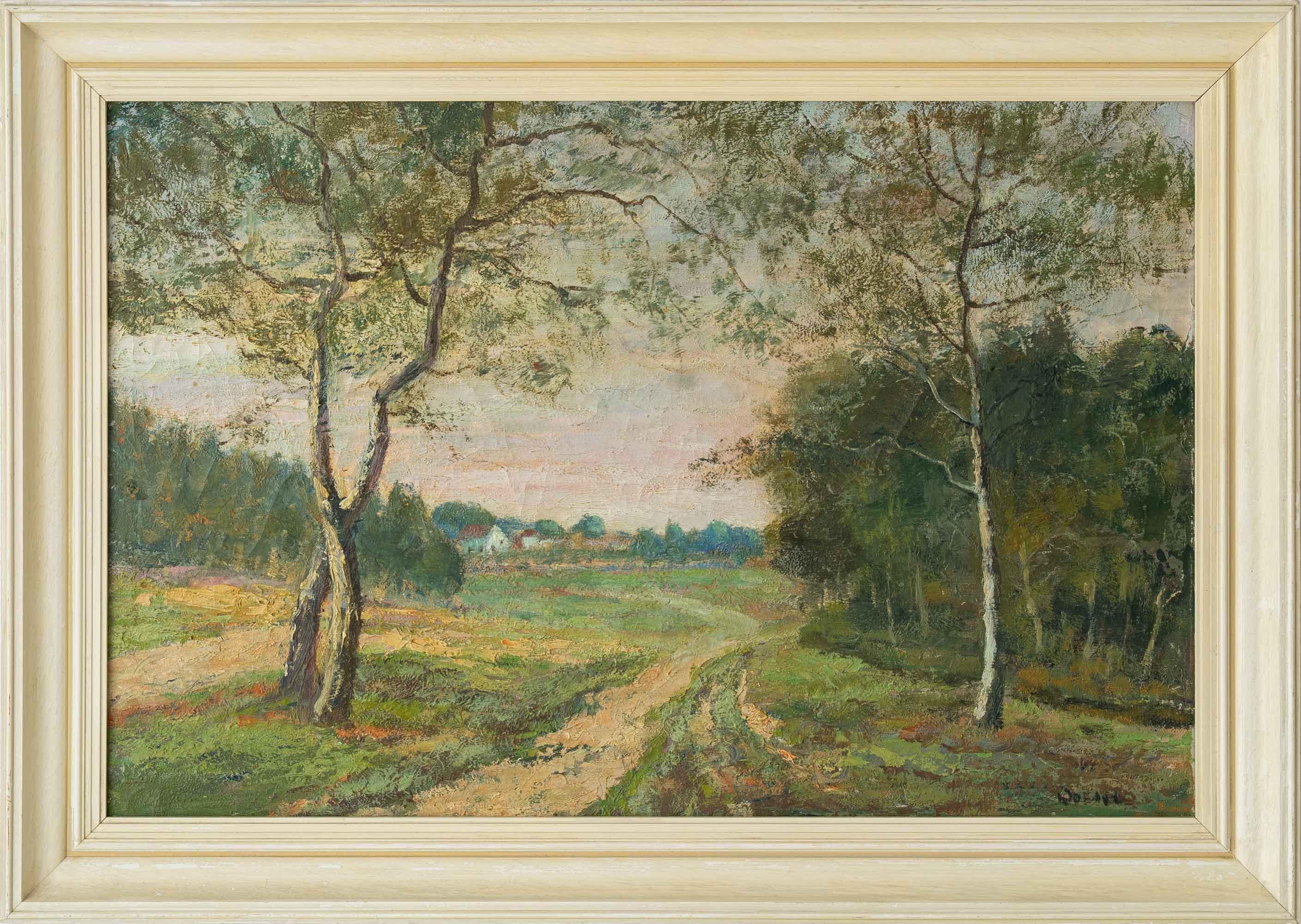Landschaft mit sandigem Weg, Ölgemälde eines niederländischen Impressionisten, Anfang des 20. Jahrhunderts