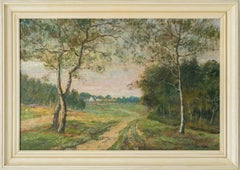 Country Landscape with Sandy Path, Dutch Impressionist Oil Painting, Signed