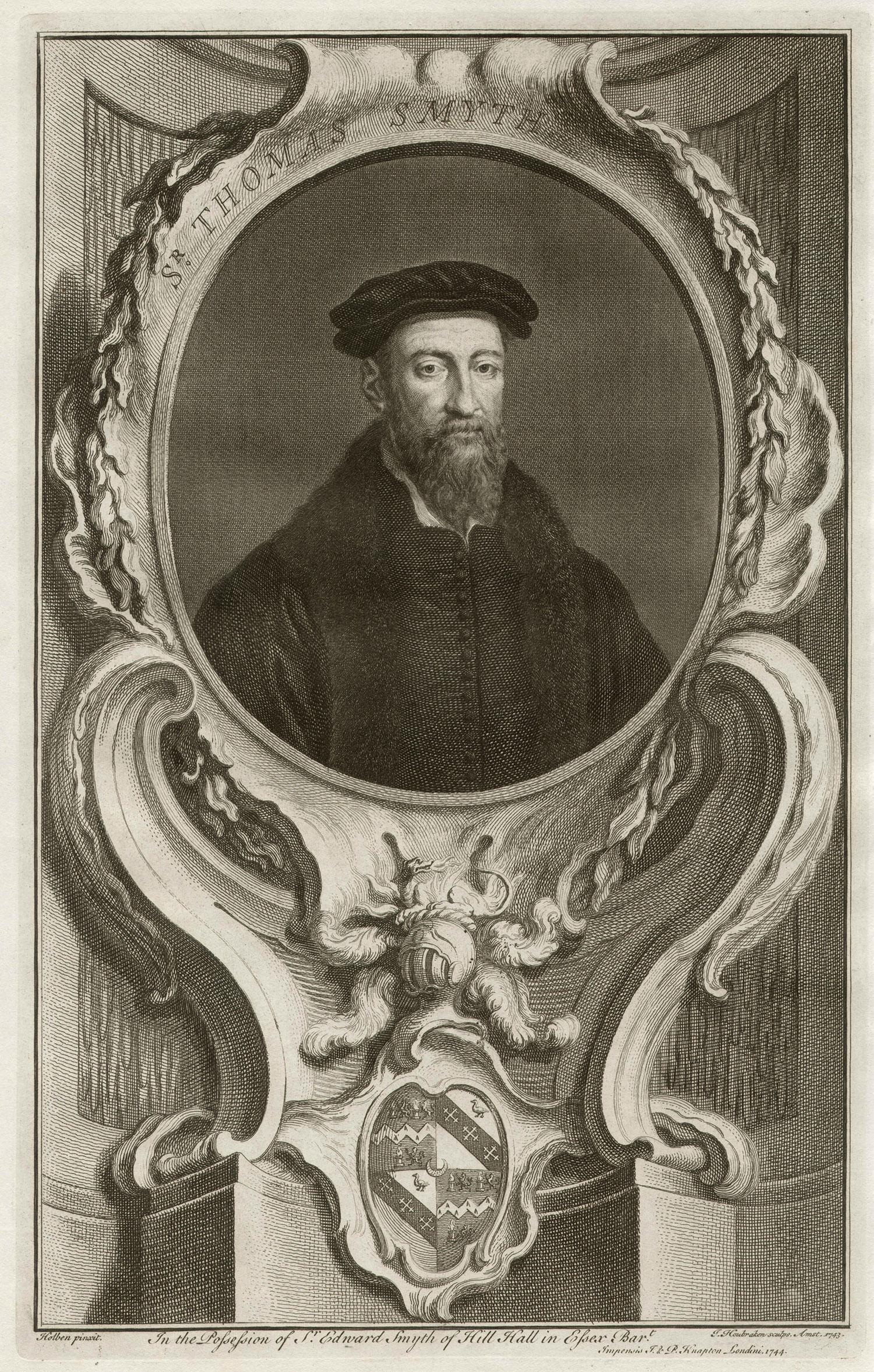 Jacobus Houbraken  Portrait Print - Sir Thomas Smyth, portrait engraving, c1820