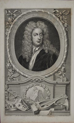Joseph Addison: 18th C. Portrait of Philosopher, Poet, Playwright and Politician