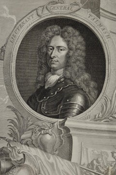 Lieutenant General Talmash: 18th C. Portrait by Houbraken