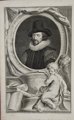 Sir Francis Bacon: 18th C. Portrait of Philosopher, Scientist, Author, Statesman