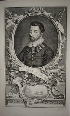 Antique Sir Francis Drake: 18th C. Portrait of 16th C. Navigator, Privateer, Politician