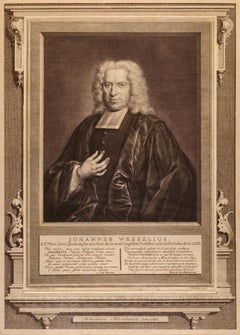 Johannes Wesselius Portrait: An 18th Century Engraving/Etching by Houbraken