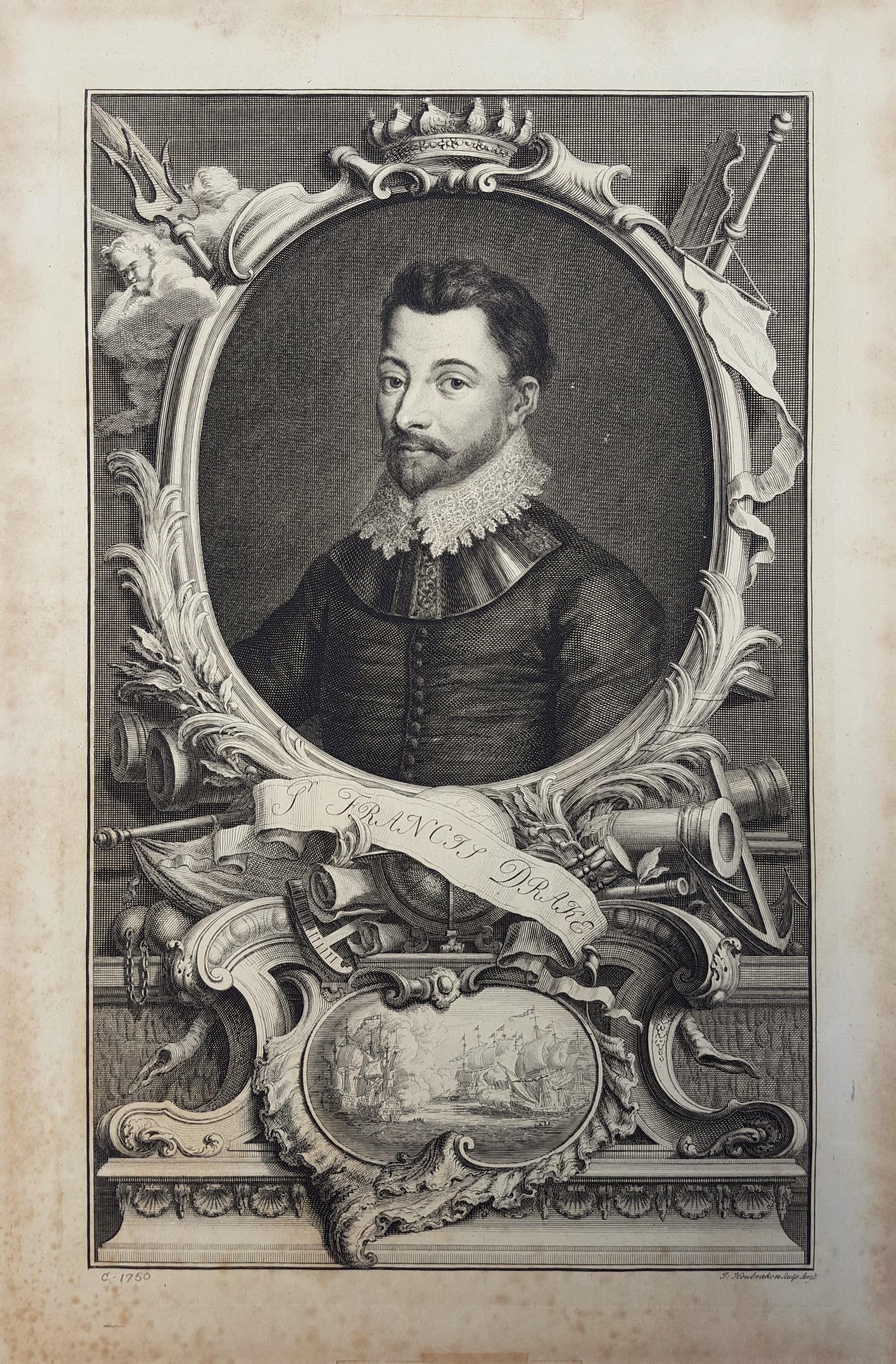 Sir Francis Drake - Print by Jacobus Houbraken