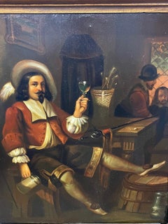 After Jacobus Joseph Eeckhout, A Dutch Drinking Companion in Golds, Red & Cream