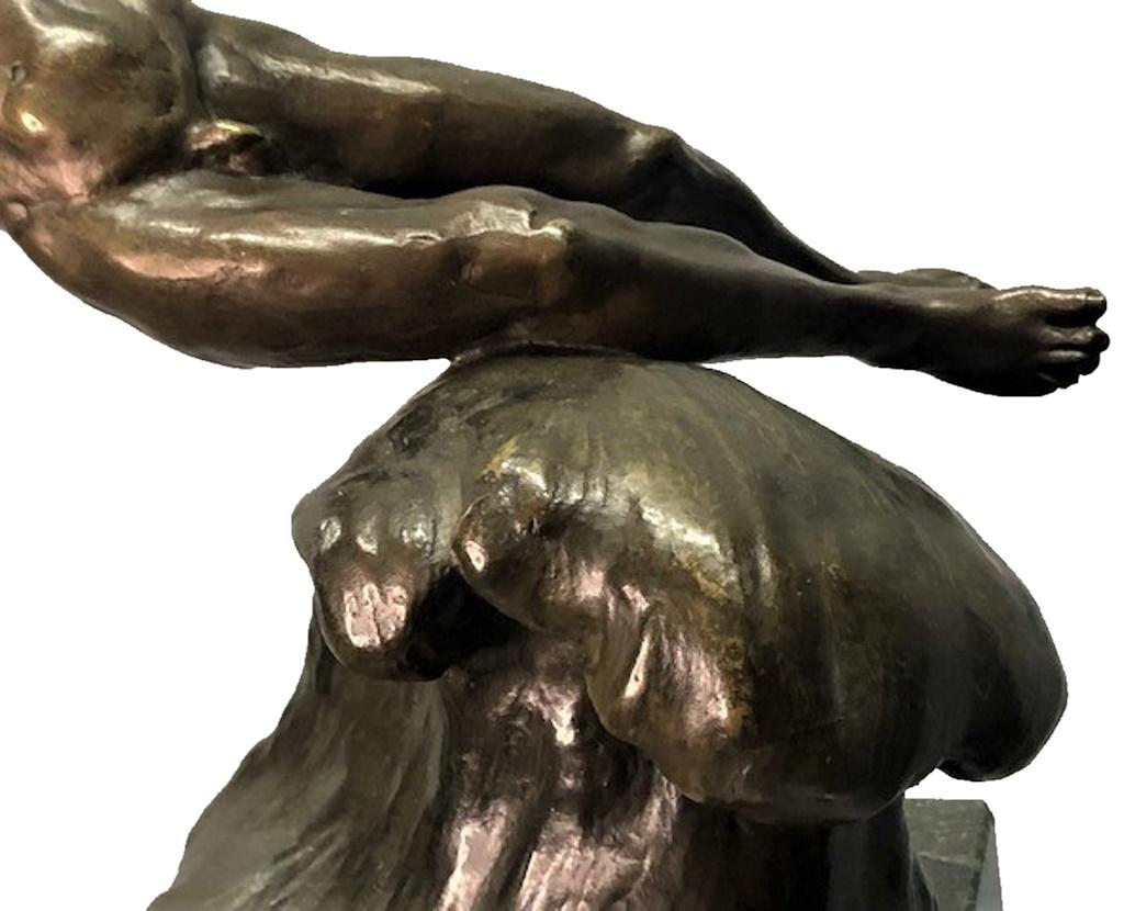 Jacobus Nicolaus Sandig, « Icarus Falling », sculpture en bronze Art déco néerlandaise, 1925 en vente 3