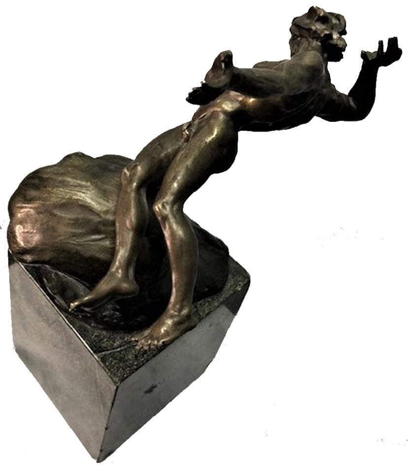 Jacobus Nicolaus Sandig, Icarus Falling, Dutch Art Deco Bronze Sculpture, 1925 For Sale 4