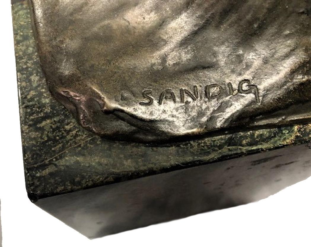 Jacobus Nicolaus Sandig, Ícaro cayendo, escultura holandesa Art Déco de bronce, 1925 en venta 5