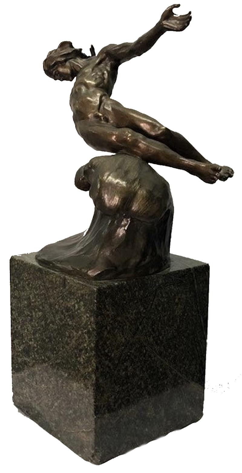 Romantique Jacobus Nicolaus Sandig, « Icarus Falling », sculpture en bronze Art déco néerlandaise, 1925 en vente