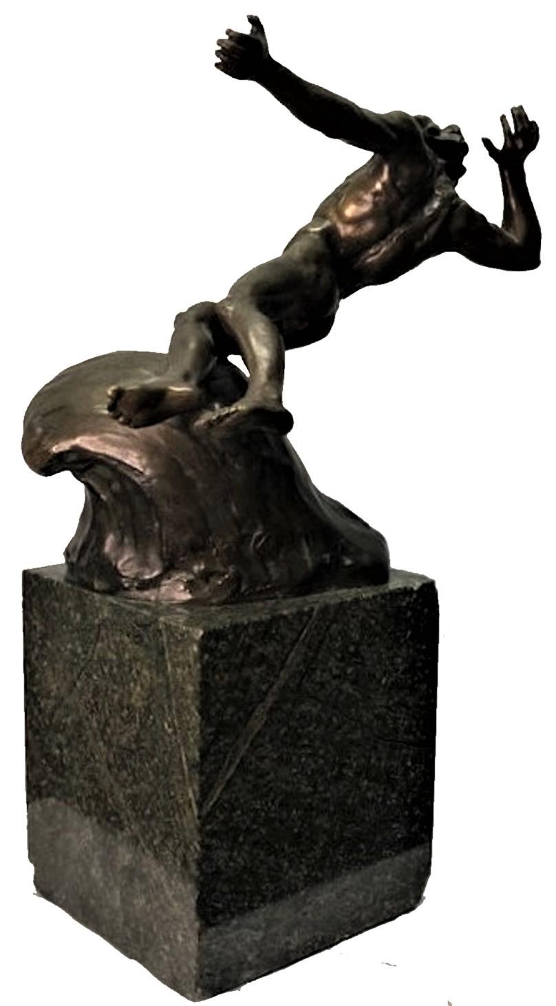 Patiné Jacobus Nicolaus Sandig, « Icarus Falling », sculpture en bronze Art déco néerlandaise, 1925 en vente