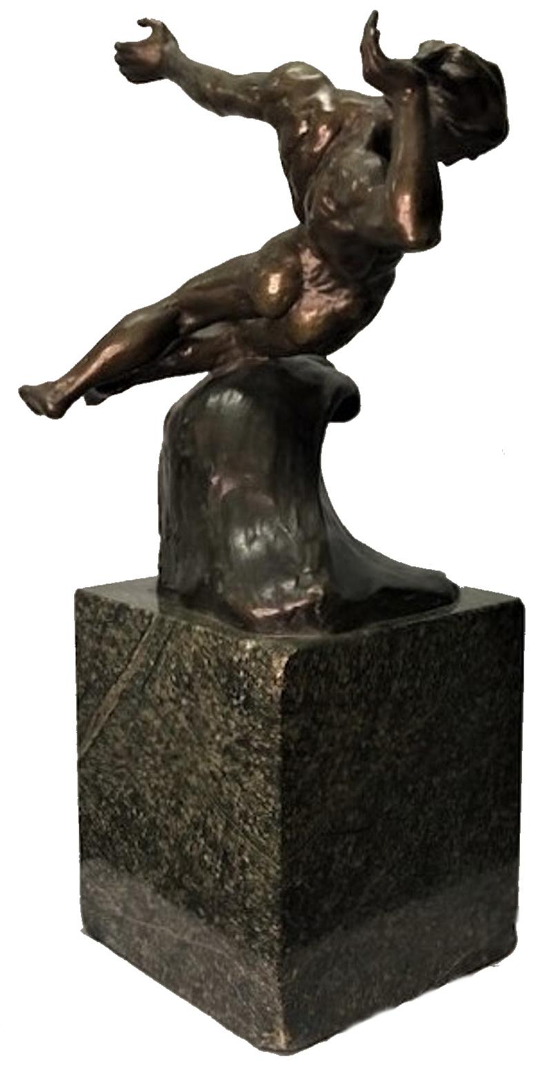 Patinated Jacobus Nicolaus Sandig, Icarus Falling, Dutch Art Deco Bronze Sculpture, 1925 For Sale