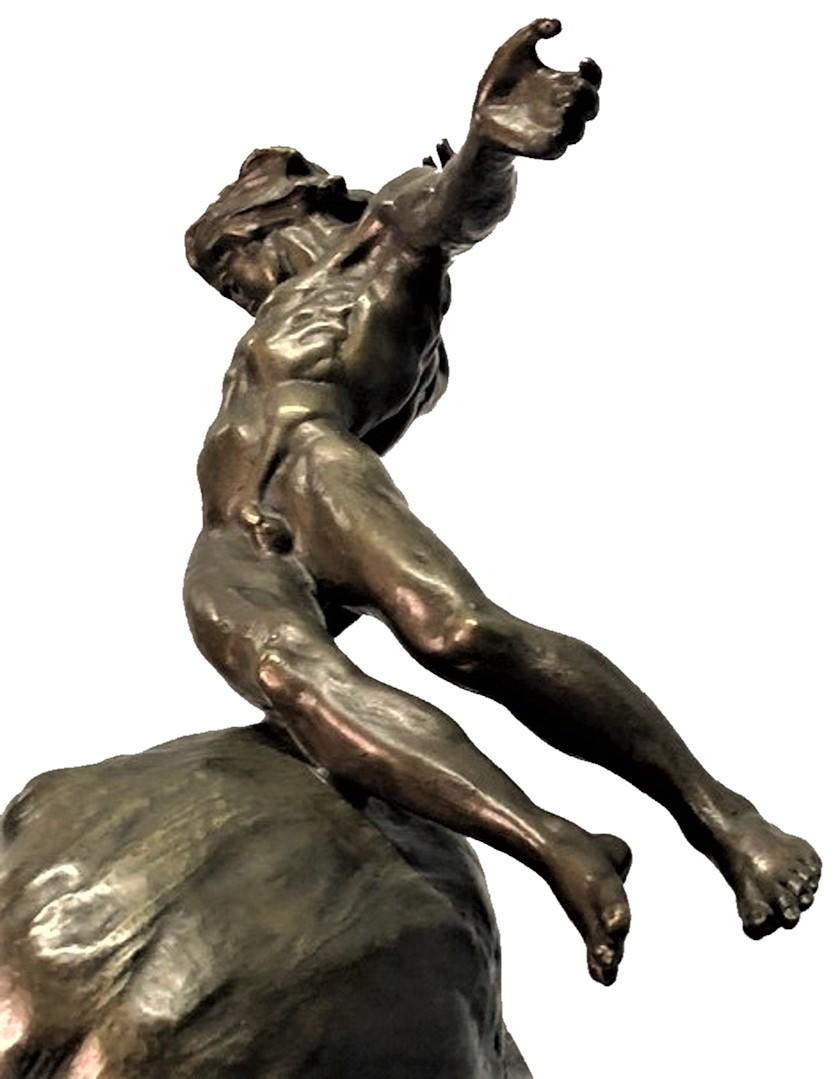 Jacobus Nicolaus Sandig, Ícaro cayendo, escultura holandesa Art Déco de bronce, 1925 principios del siglo XX en venta