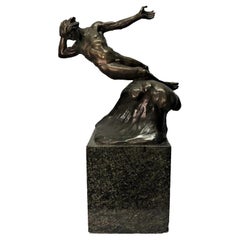 Jacobus Nicolaus Sandig, Icarus Falling, Dutch Art Deco Bronze Sculpture, 1925